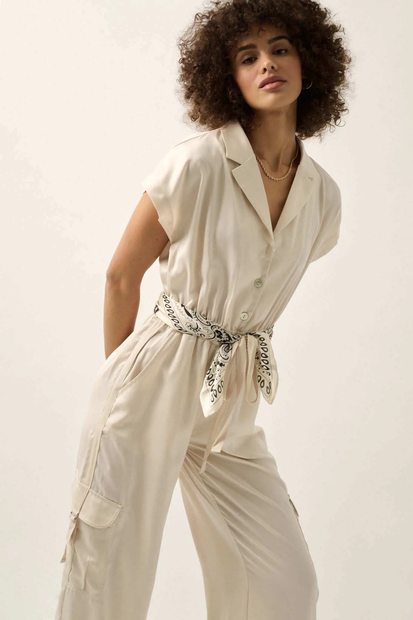 Any Which Way Matte Satin Cargo Jumpsuit - Image 10