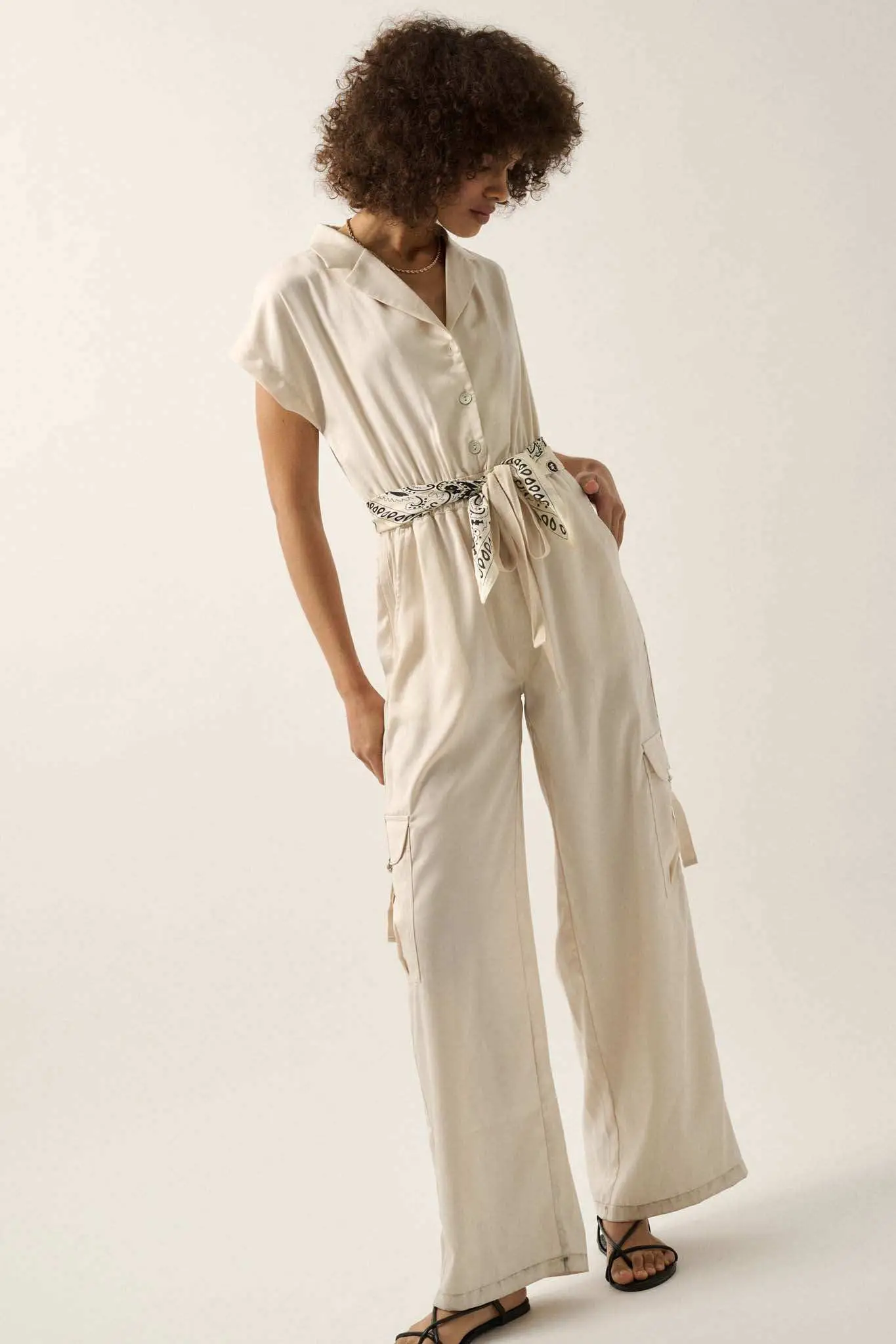 Any Which Way Matte Satin Cargo Jumpsuit - Image 11