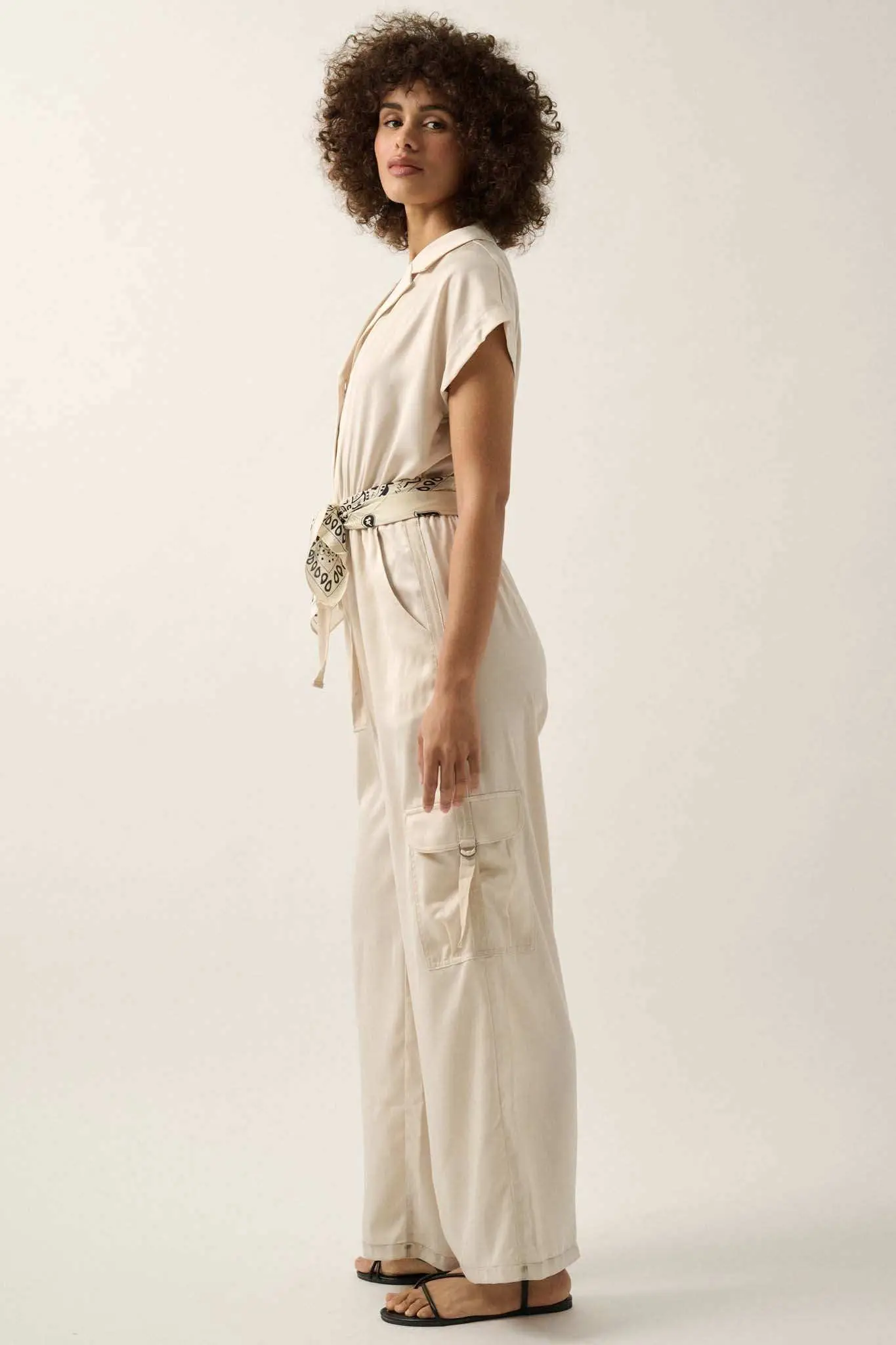 Any Which Way Matte Satin Cargo Jumpsuit - Image 14