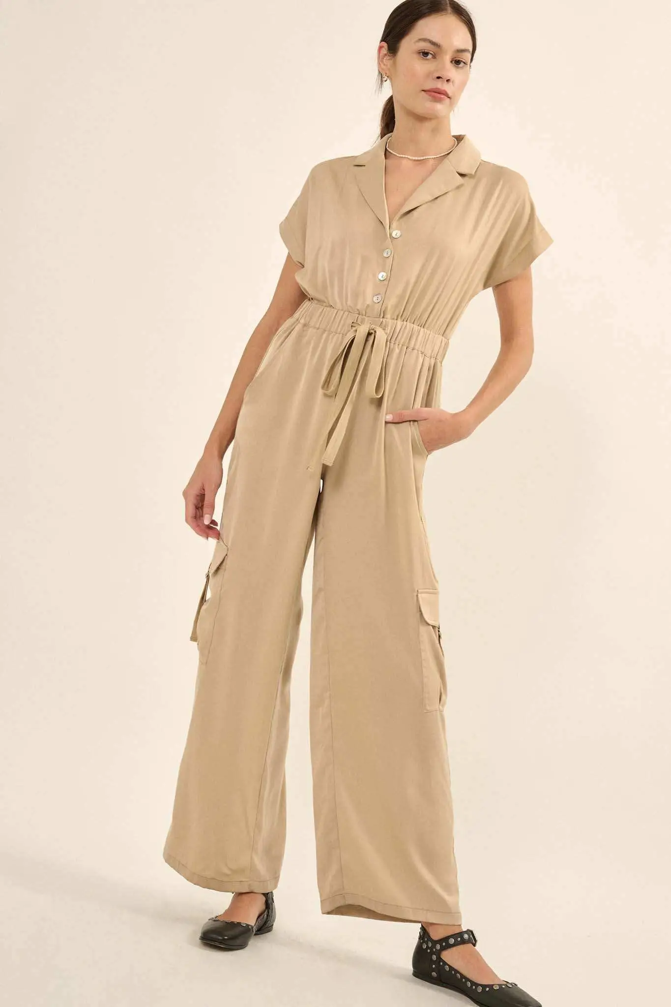 Any Which Way Matte Satin Cargo Jumpsuit - Image 5