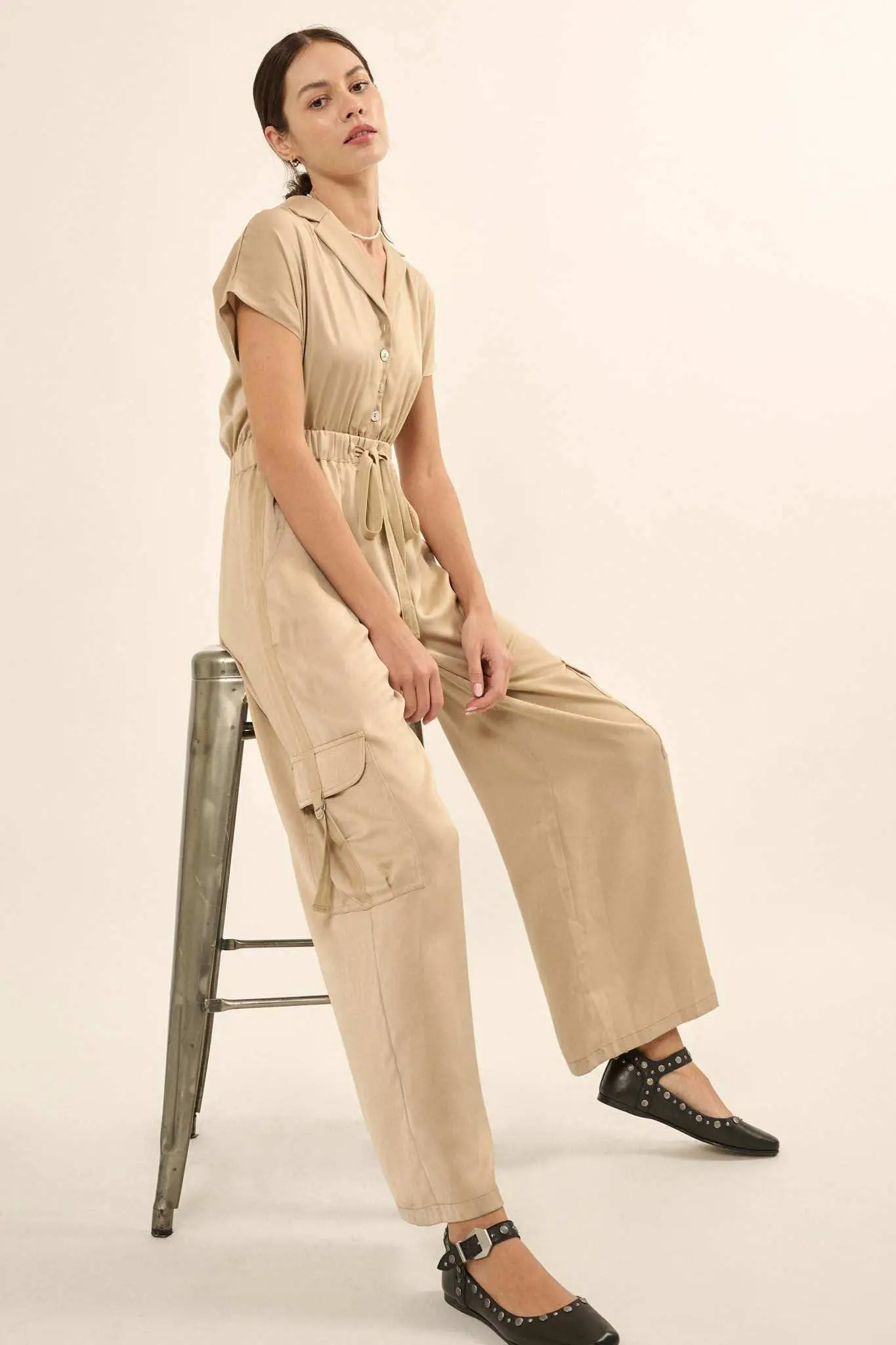 Any Which Way Matte Satin Cargo Jumpsuit - Image 6