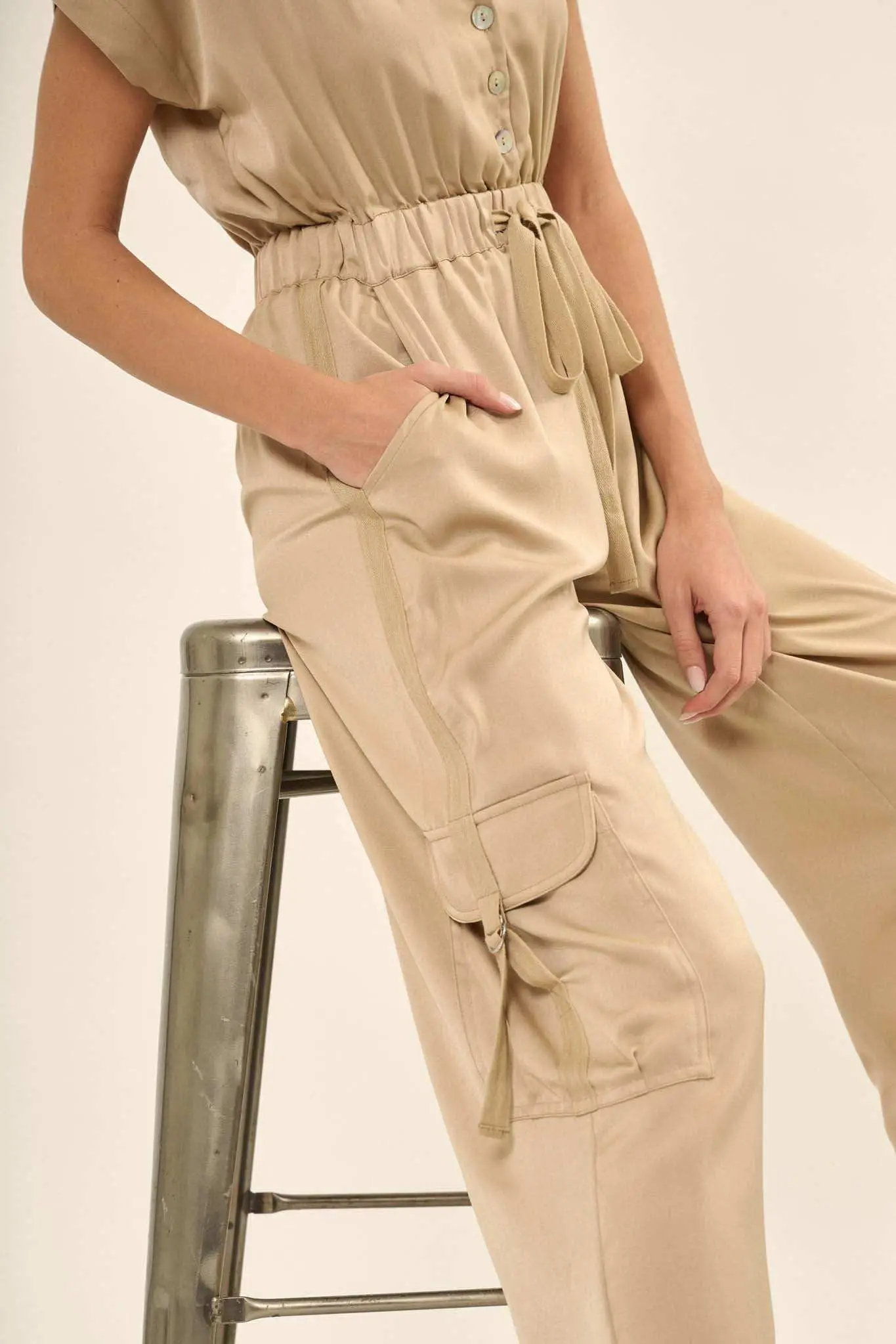 Any Which Way Matte Satin Cargo Jumpsuit - Image 7