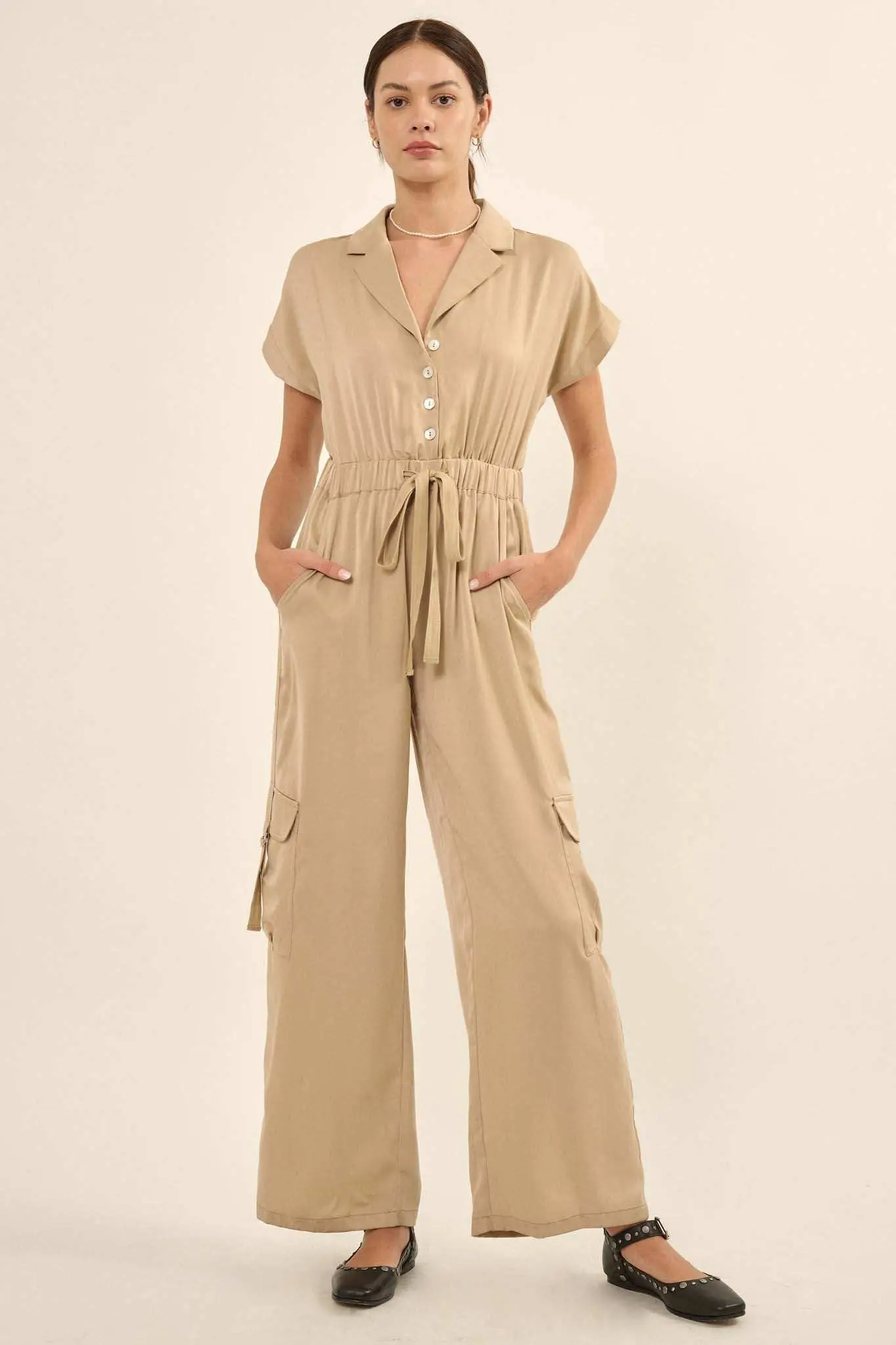Any Which Way Matte Satin Cargo Jumpsuit - Image 8