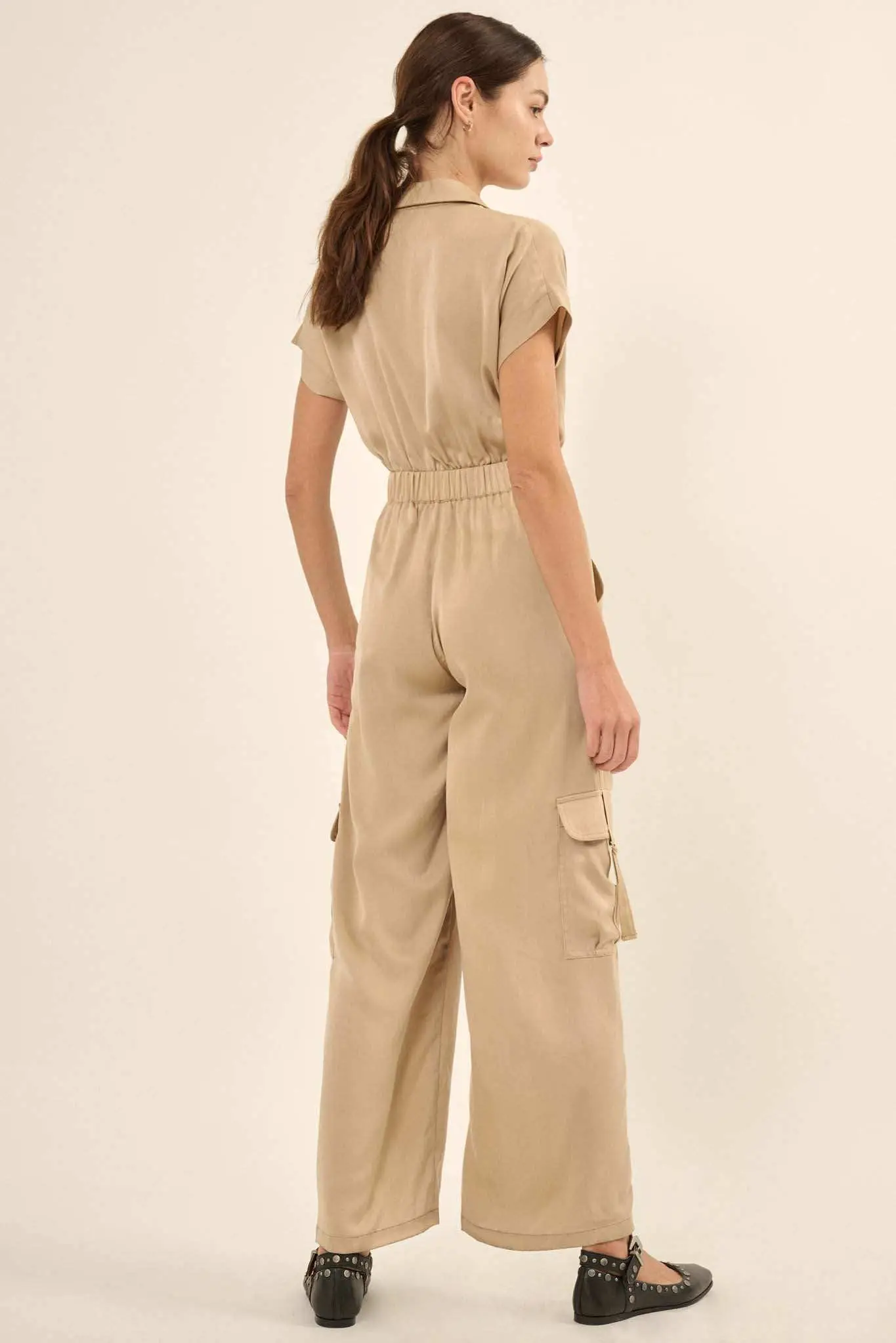 Any Which Way Matte Satin Cargo Jumpsuit - Image 9