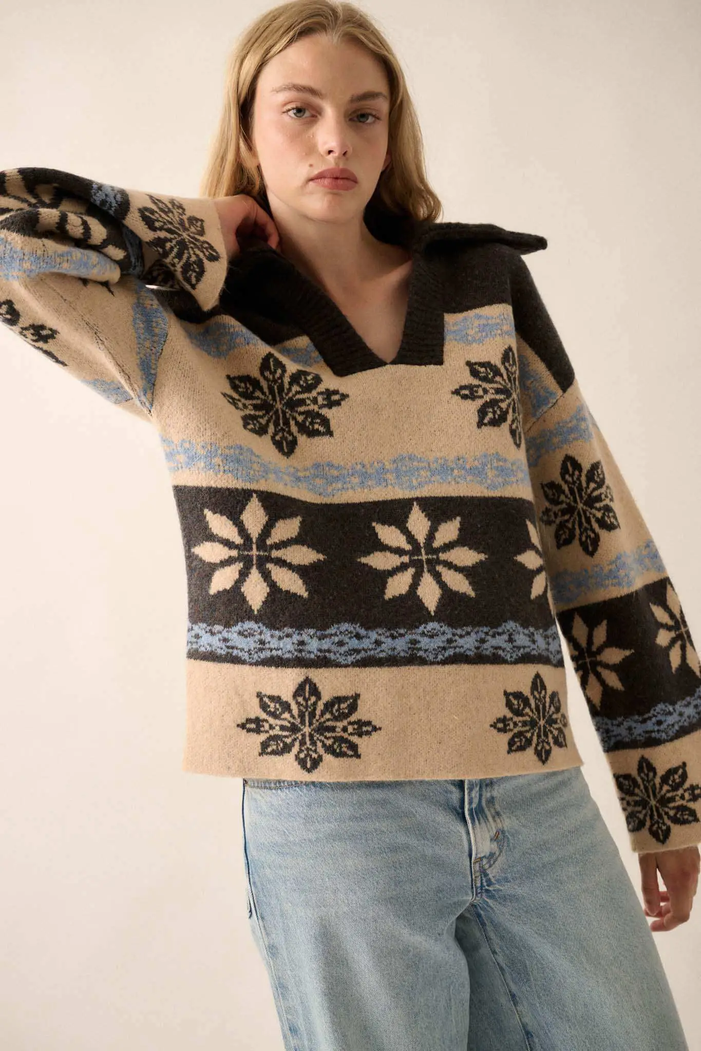 Aspen Slopes Collared Alpine-Knit Sweater - Image 3