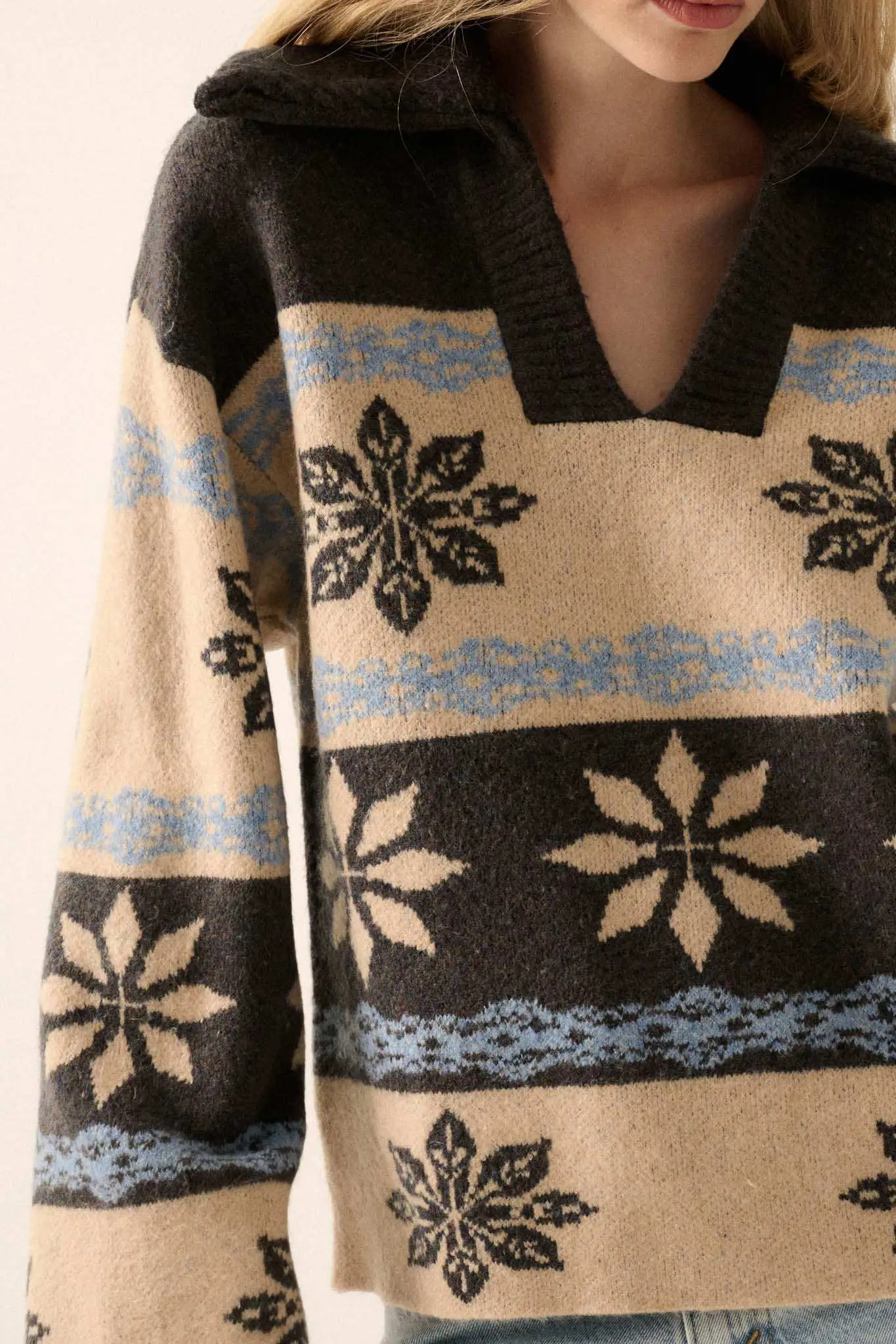 Aspen Slopes Collared Alpine-Knit Sweater - Image 4