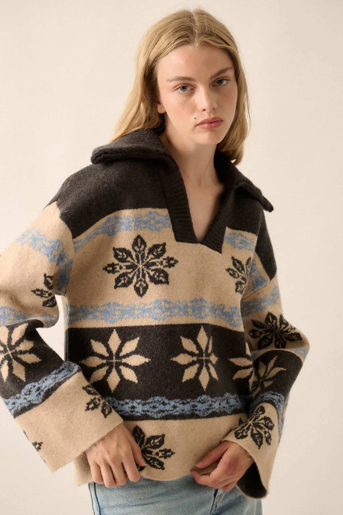 Aspen Slopes Collared Alpine-Knit Sweater - Image 6