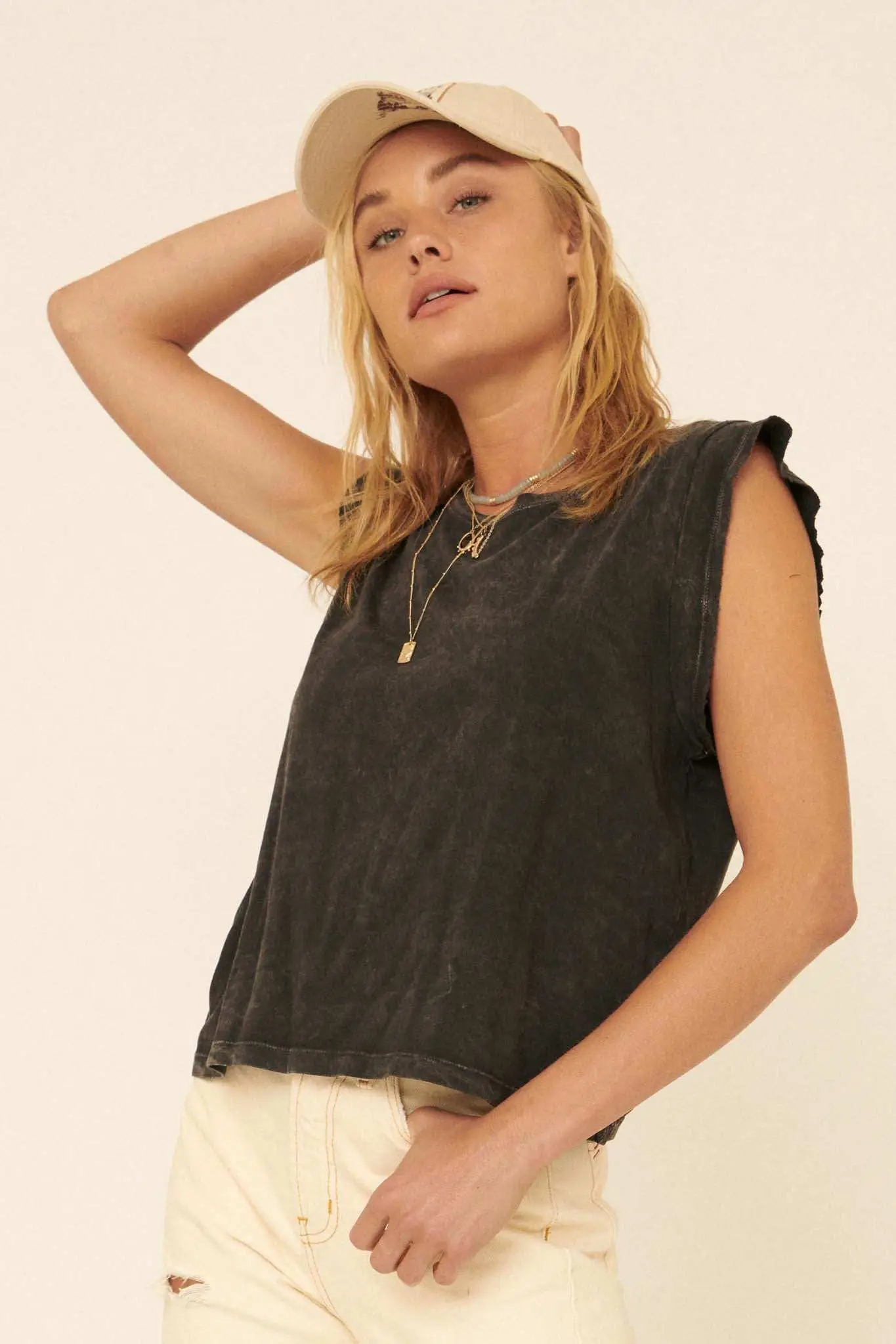 At Ease Sleeveless Vintage-Wash Tee - Image 3