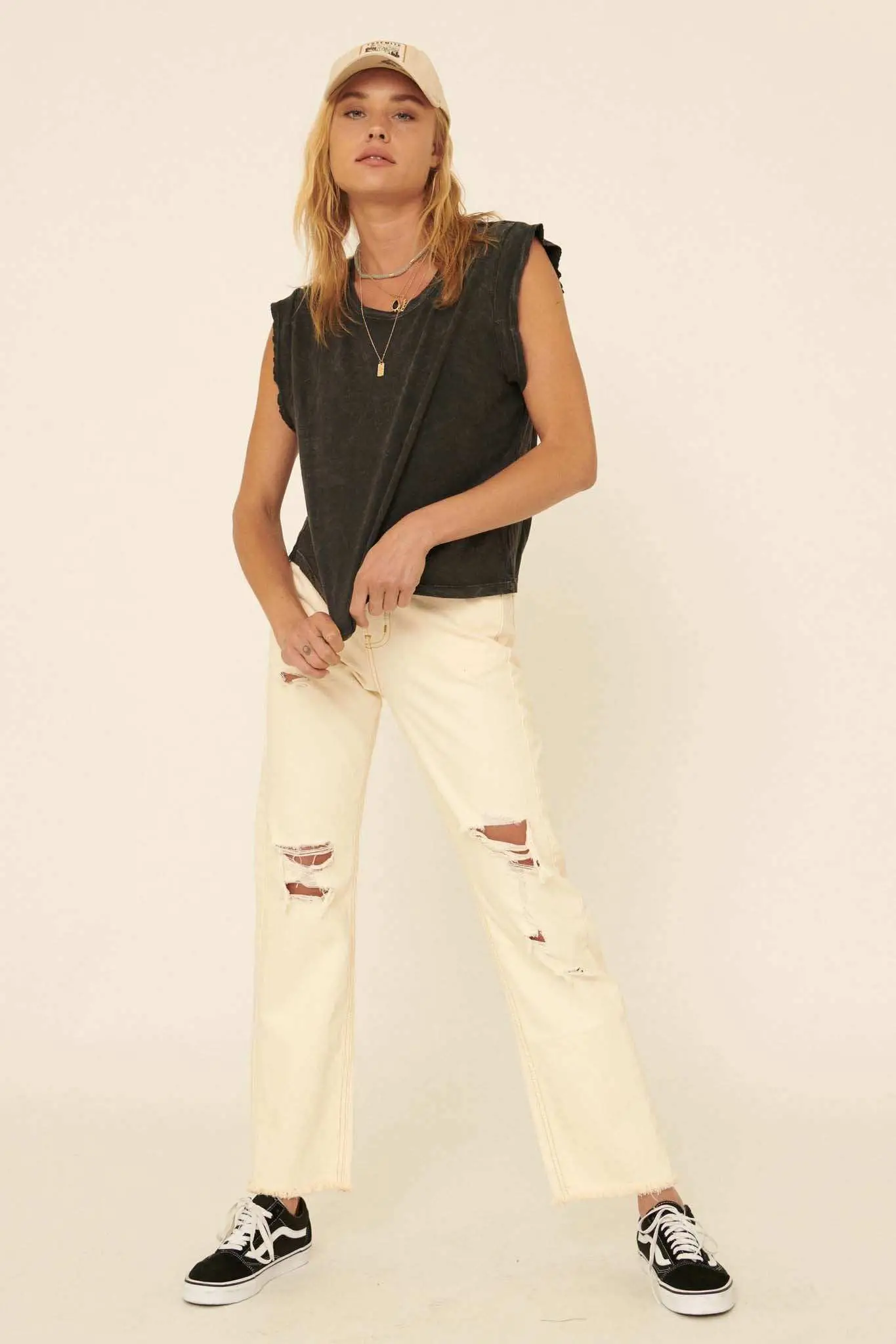At Ease Sleeveless Vintage-Wash Tee - Image 4