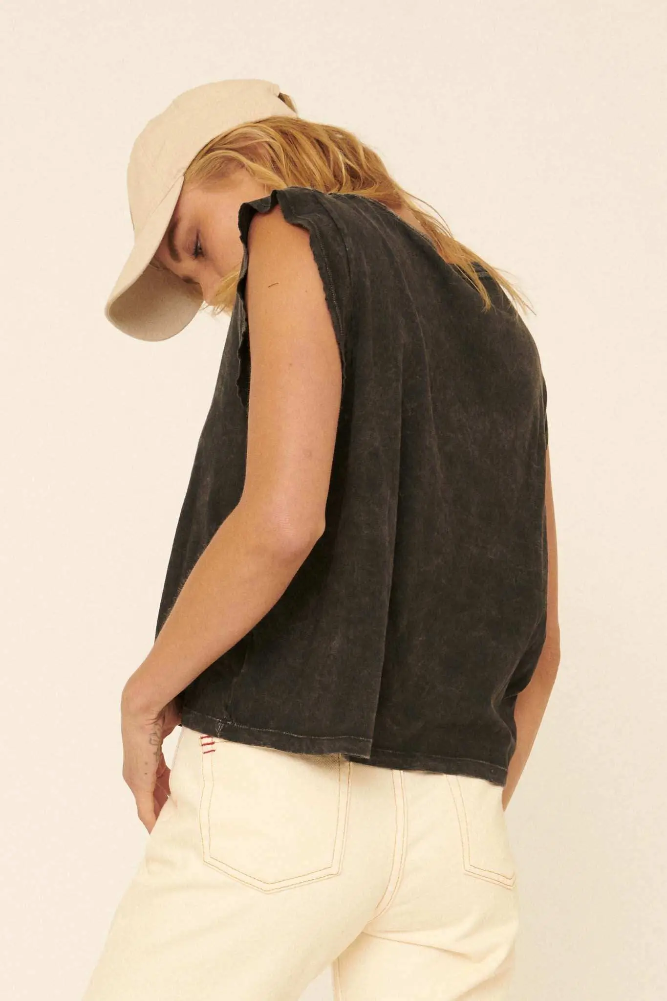 At Ease Sleeveless Vintage-Wash Tee - Image 6