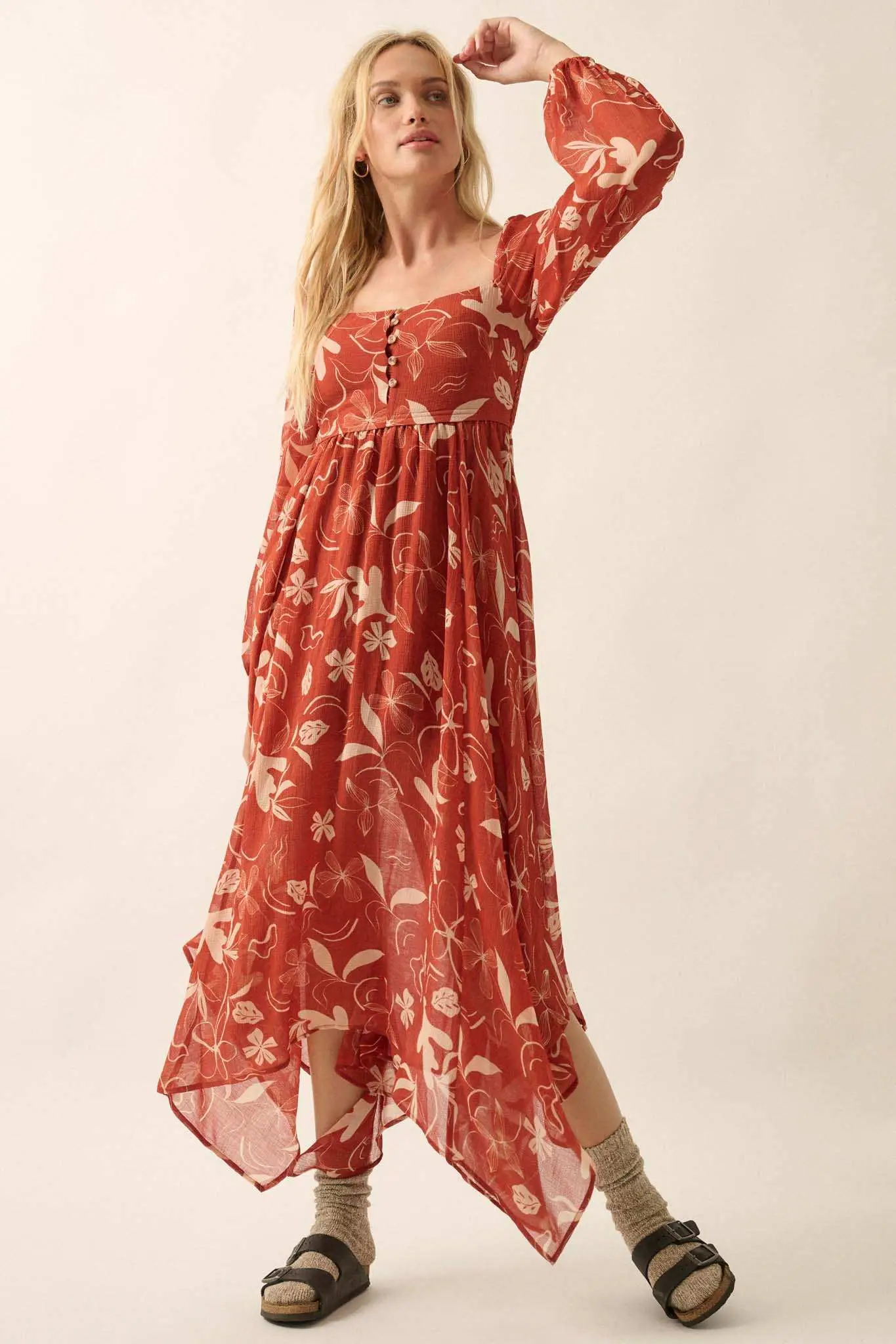 Autumn Winds Floral Chiffon Maxi Dress - Image 2