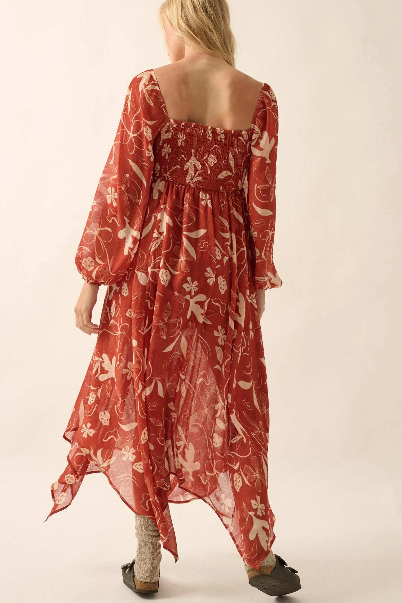Autumn Winds Floral Chiffon Maxi Dress - Image 6