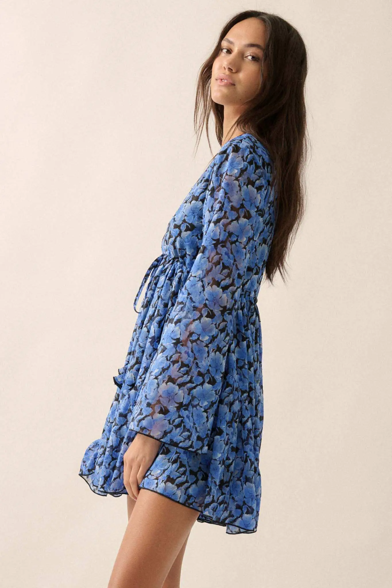 Babydoll Bouquet Floral Chiffon Bell-Sleeve Romper - Image 6