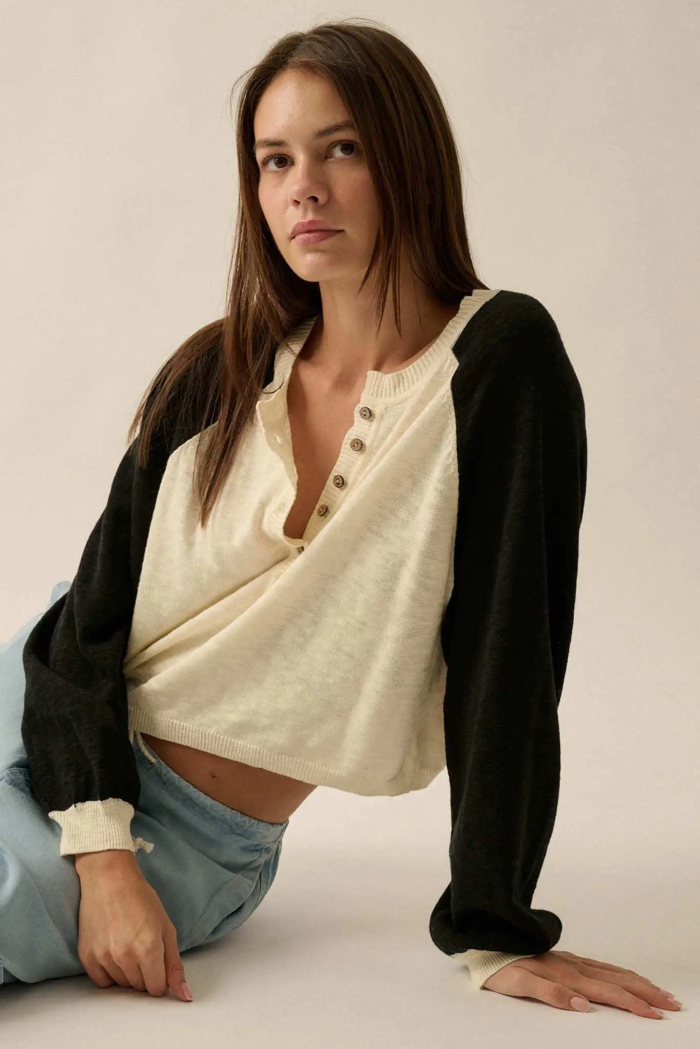 Bases Loaded Colorblock Slub-Knit Henley Sweater - Image 9