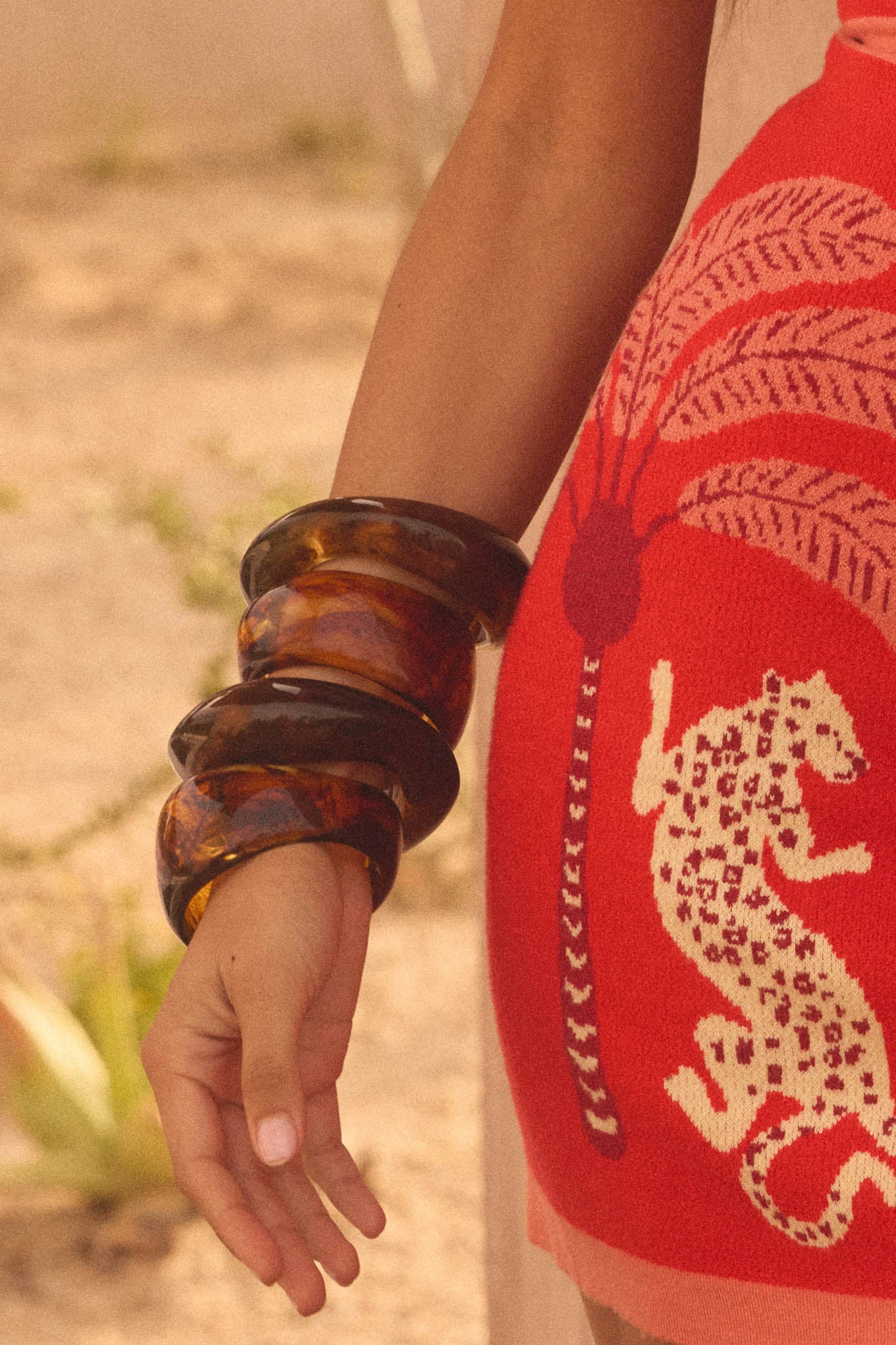 Bayliss Tortoise Acrylic Organic Bangle Bracelet - Image 2
