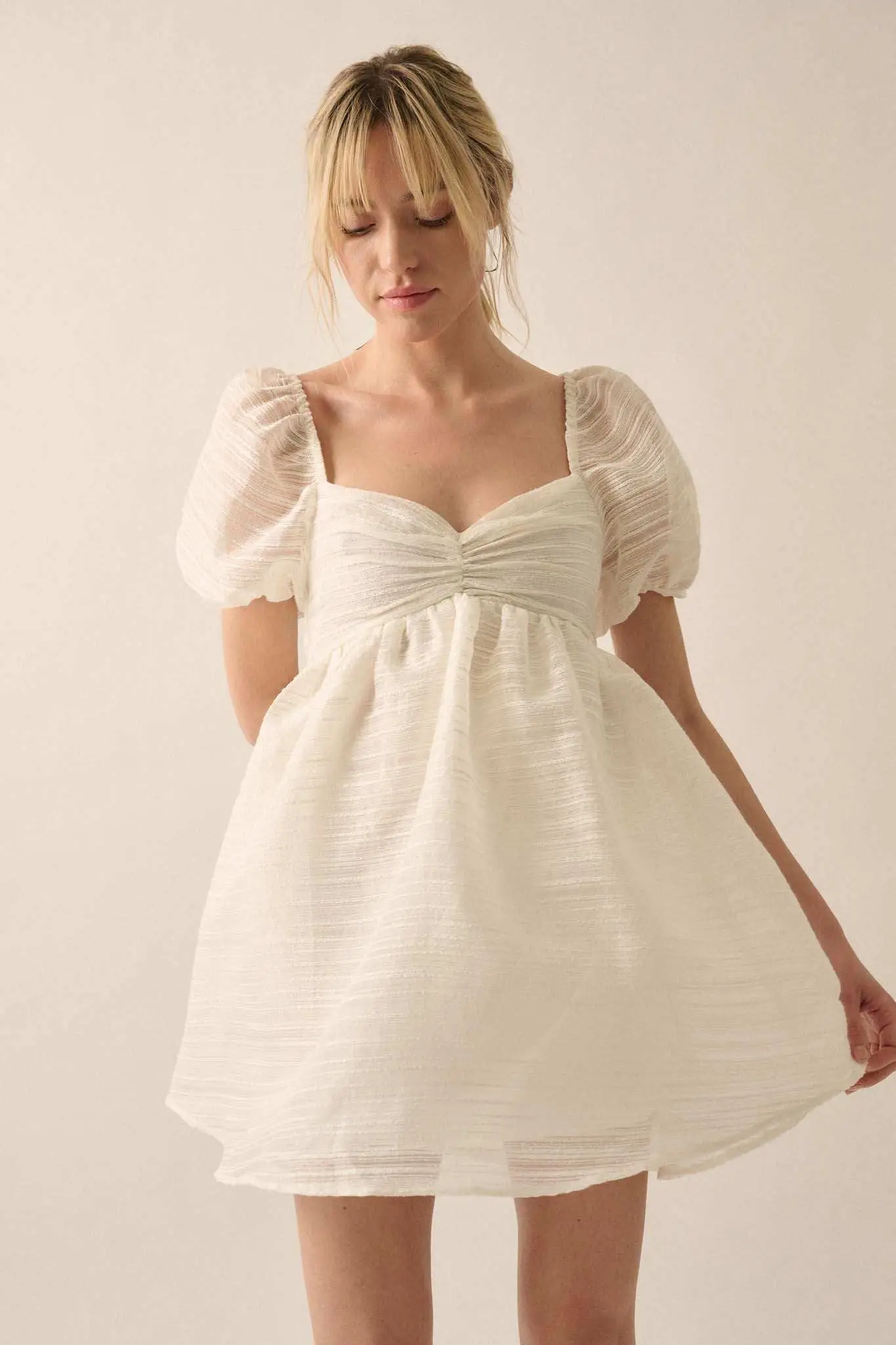 Be My Baby Striped Organza Puff-Sleeve Mini Dress - Image 6