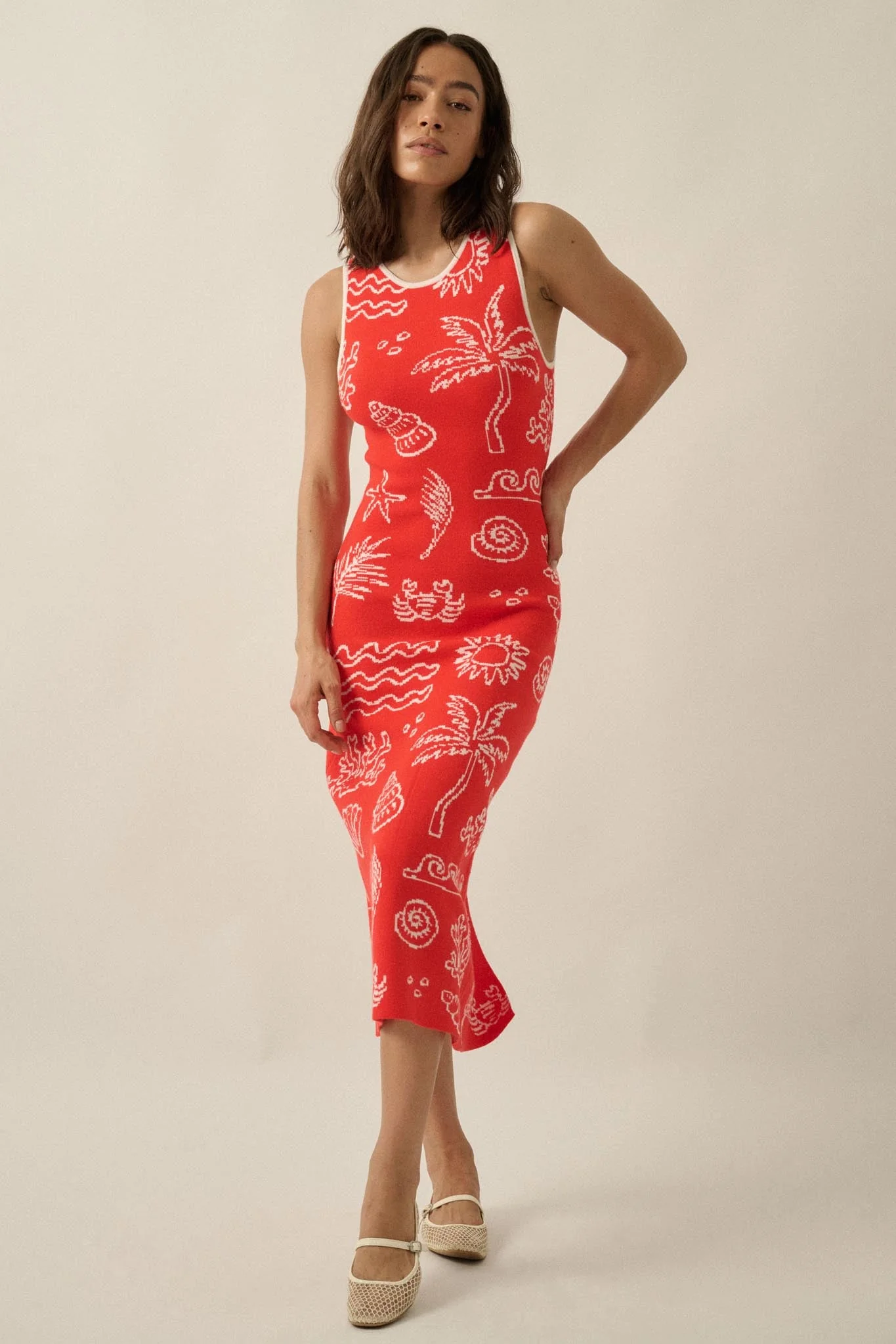 Beach Bliss Nautical Jacquard Midi Sweater Dress - Image 10