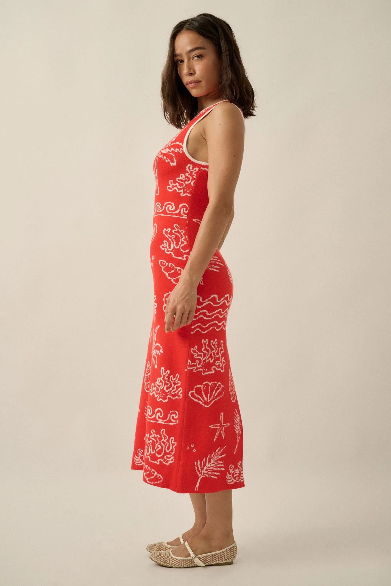 Beach Bliss Nautical Jacquard Midi Sweater Dress - Image 14