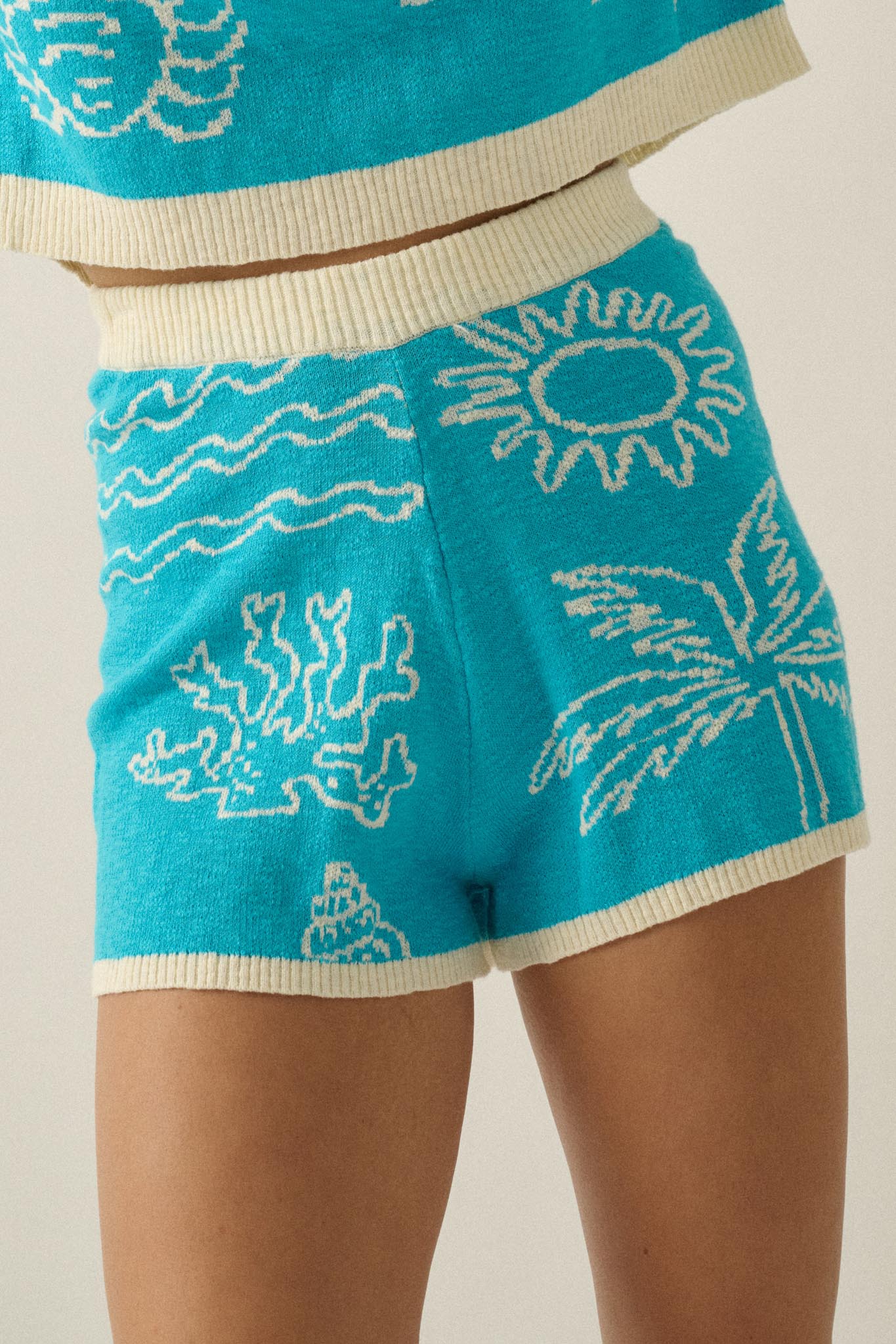 Beach Bum Nautical Jacquard-Knit Sweater Shorts - Image 2