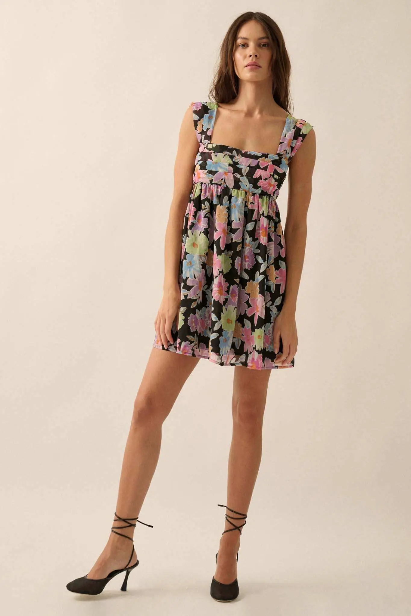 Beaming Blossoms Floral Chiffon Mini Dress - Image 3