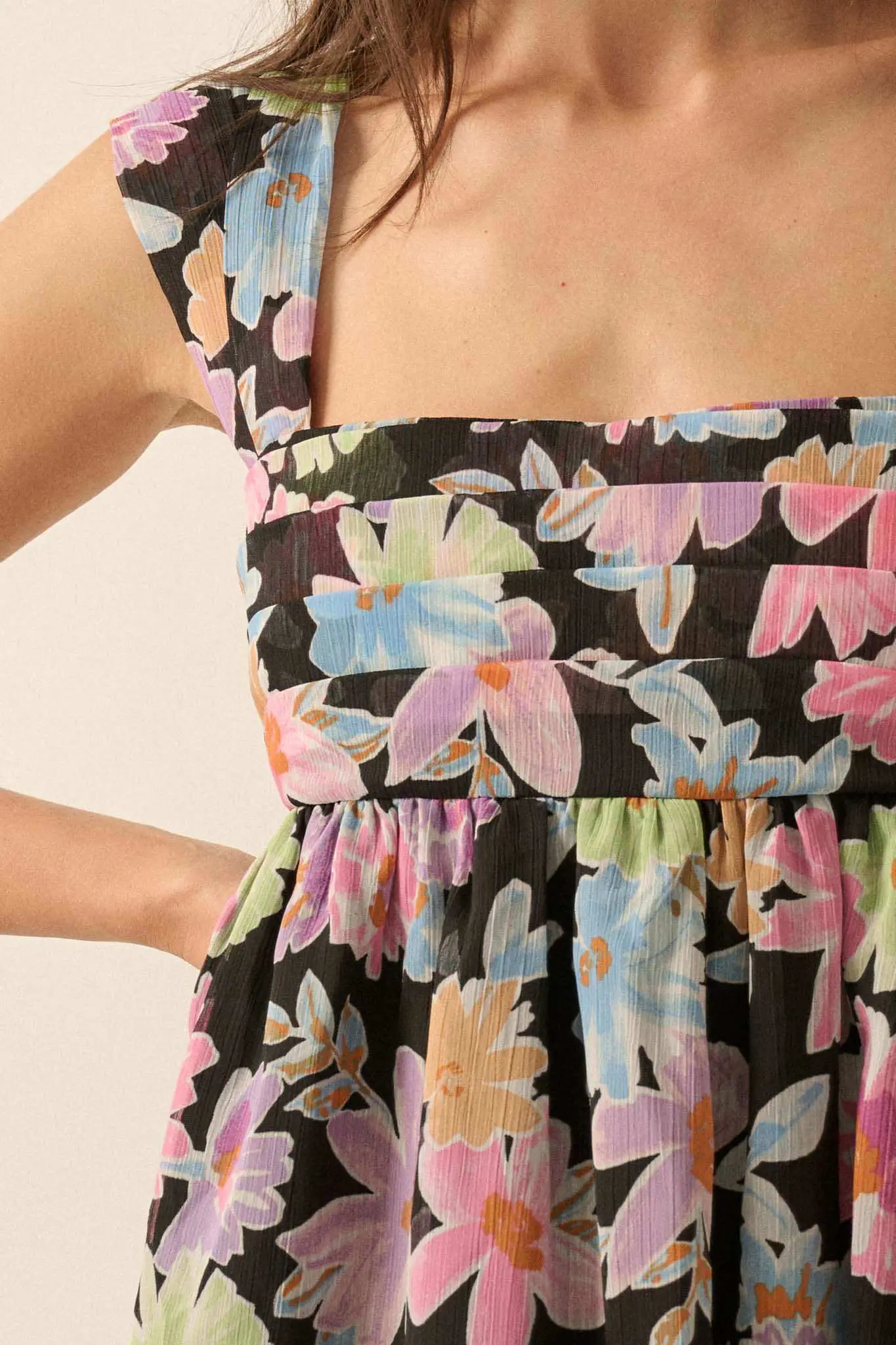 Beaming Blossoms Floral Chiffon Mini Dress - Image 4