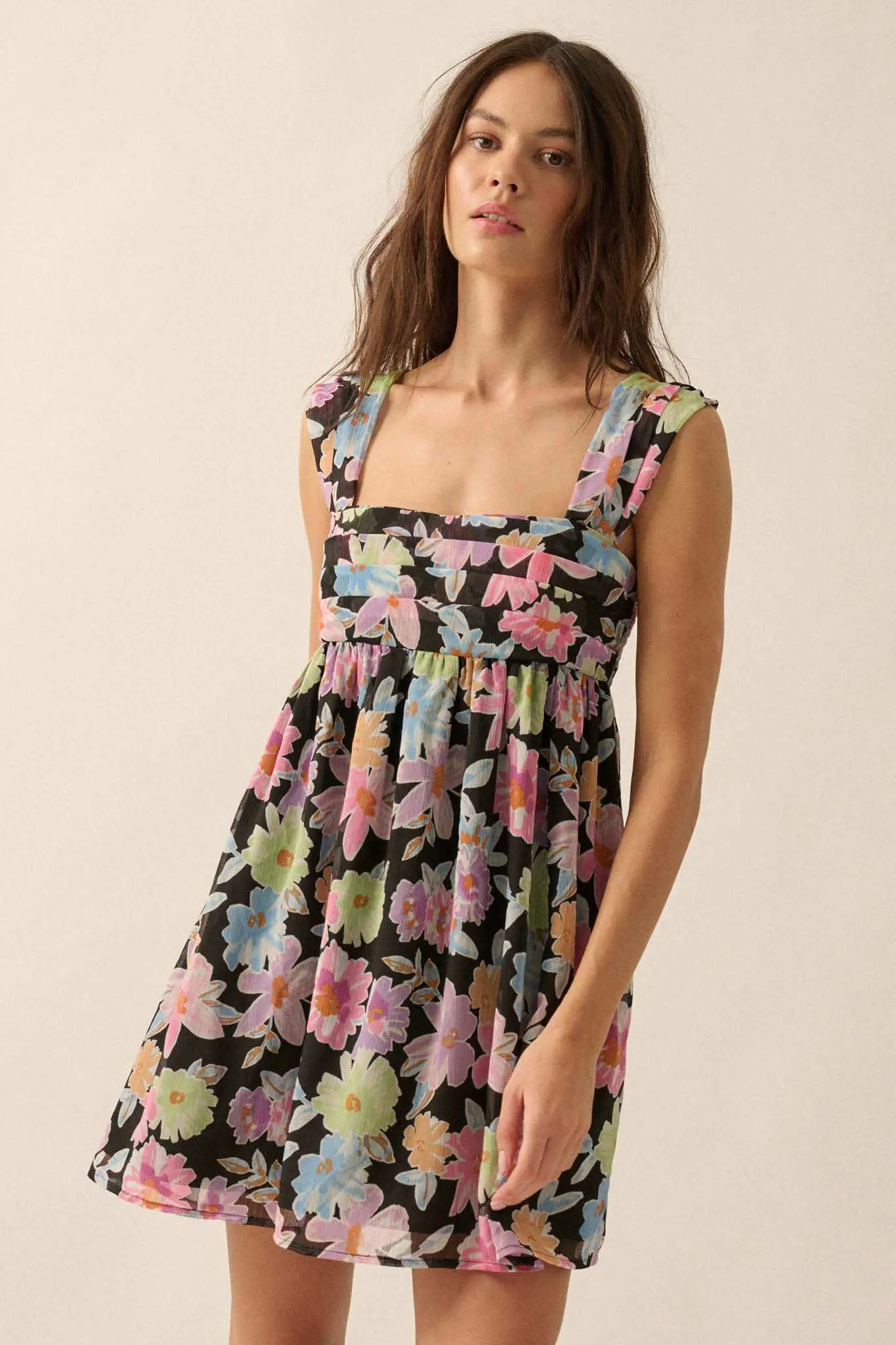 Beaming Blossoms Floral Chiffon Mini Dress - Image 5