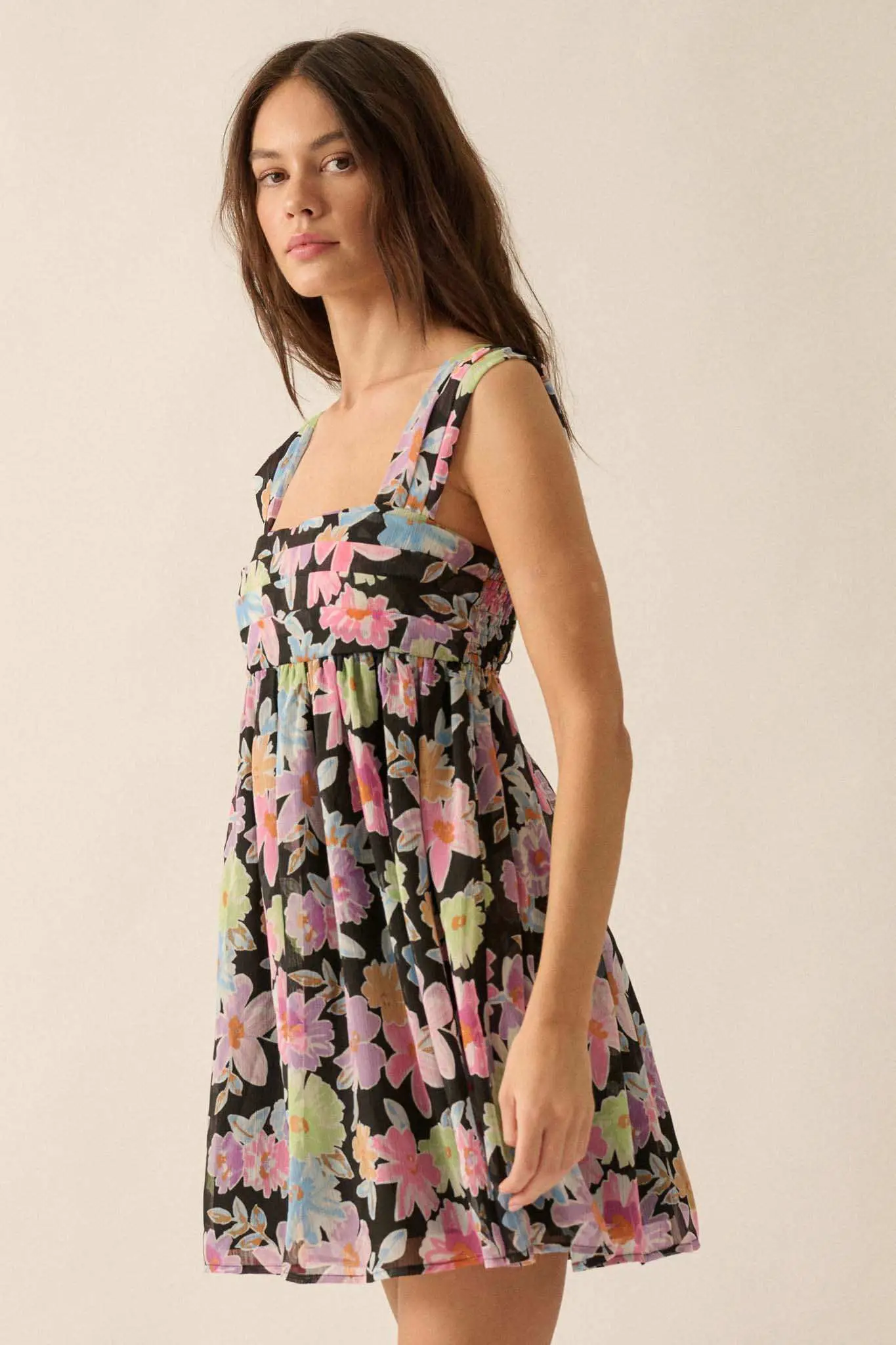 Beaming Blossoms Floral Chiffon Mini Dress - Image 6