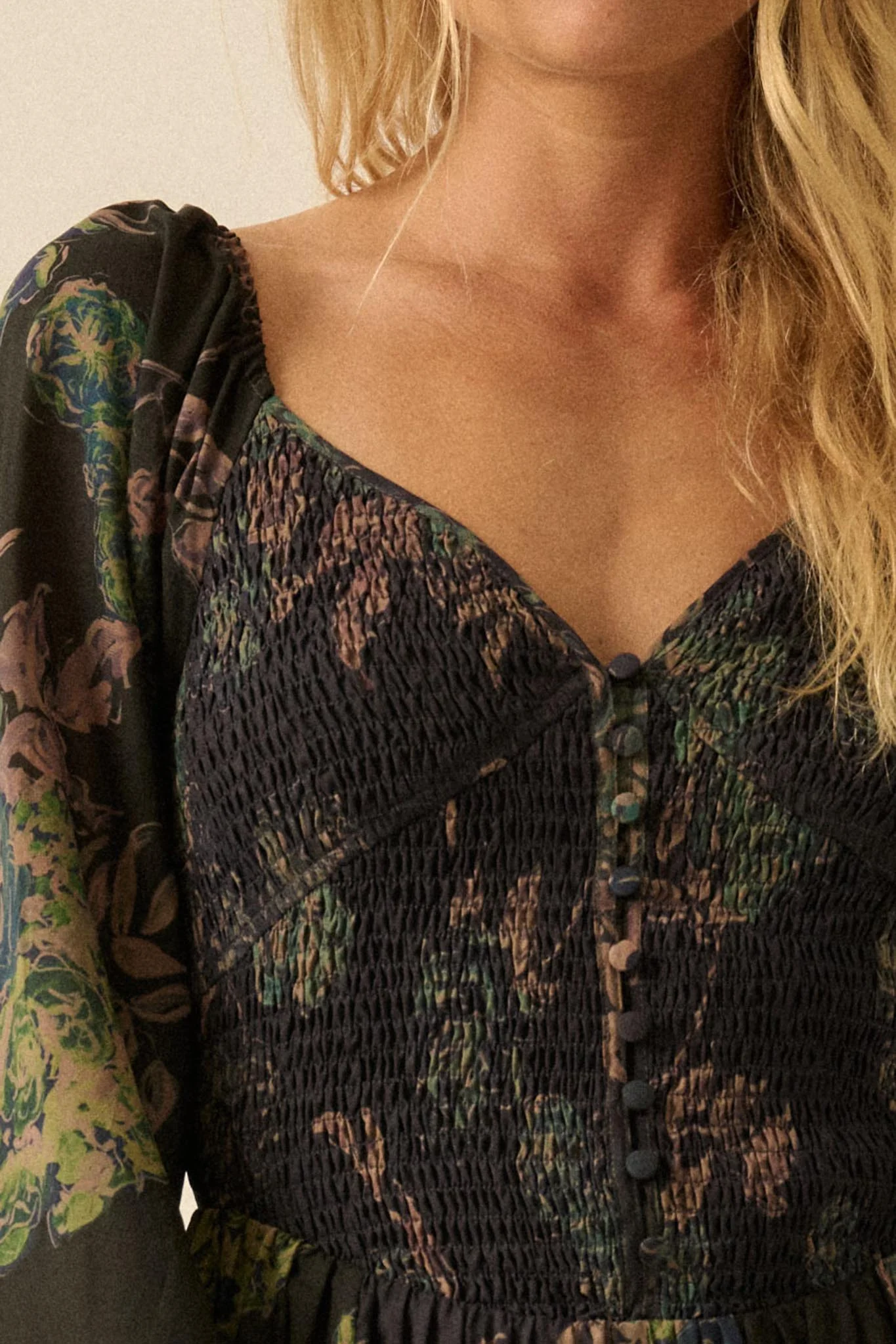 Beautiful Blooms Smocked Floral Maxi Peasant Dress - Image 11
