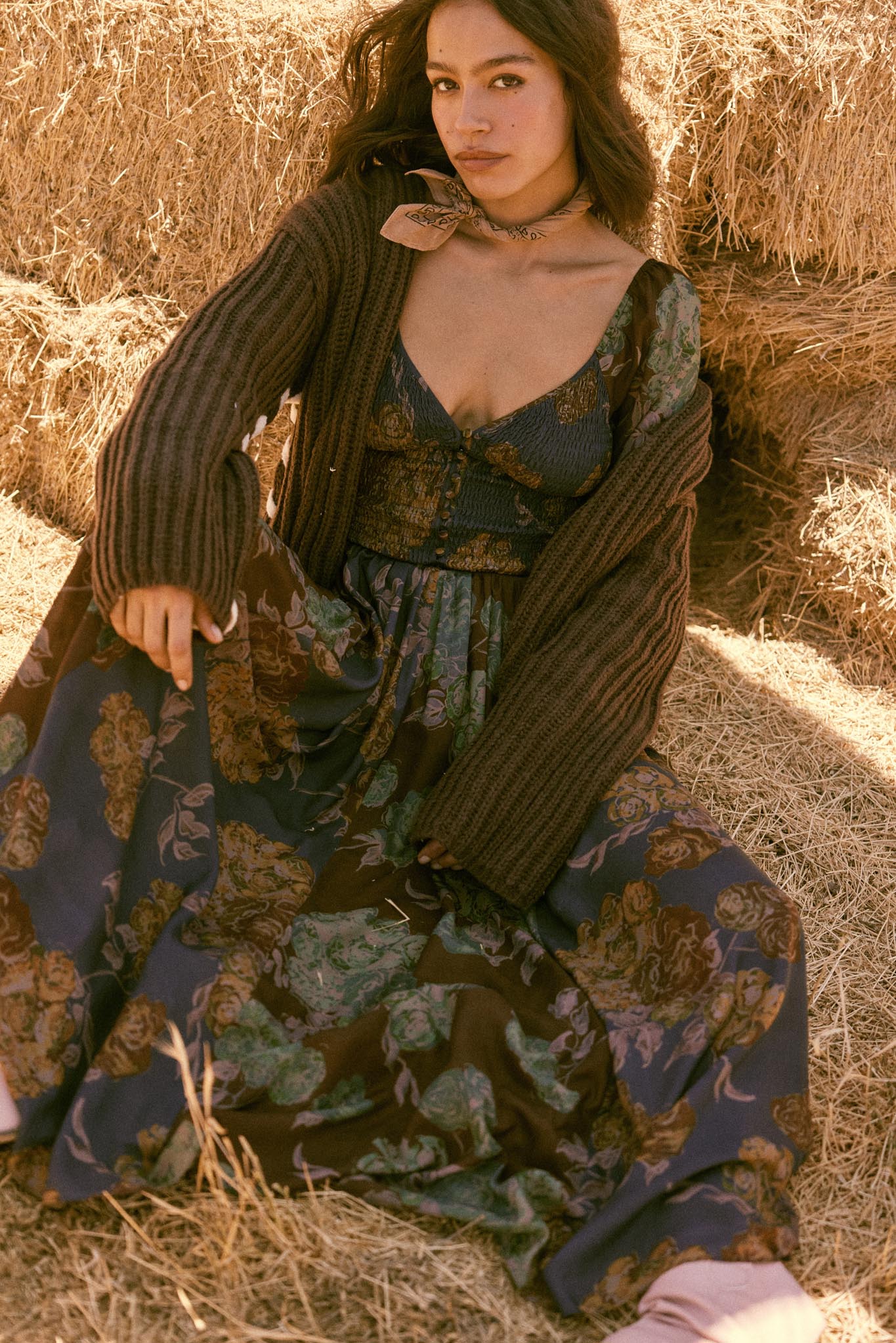 Beautiful Blooms Smocked Floral Maxi Peasant Dress - Image 3