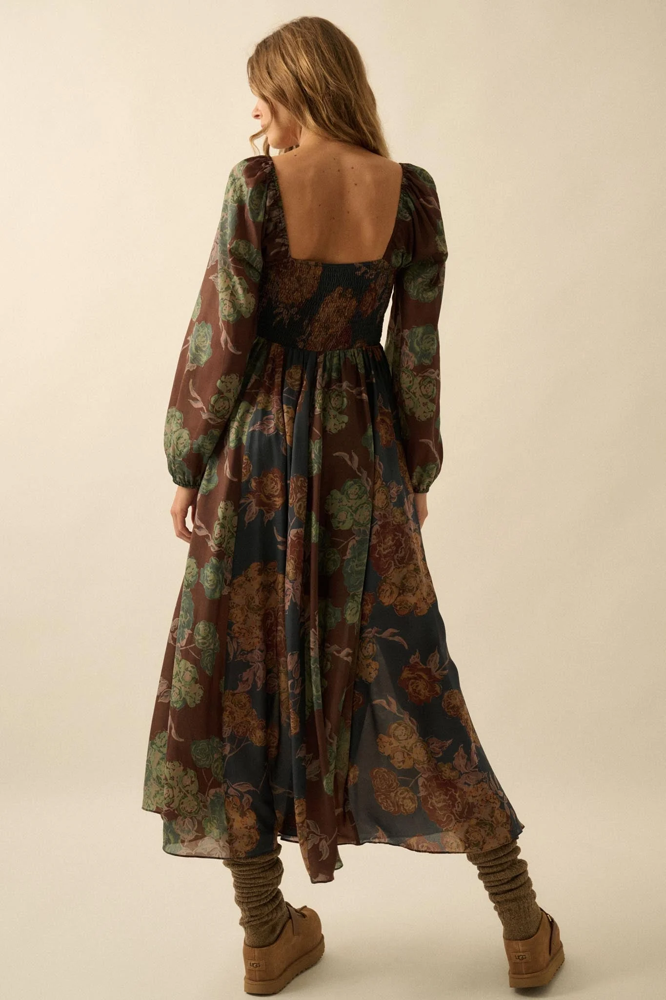 Beautiful Blooms Smocked Floral Maxi Peasant Dress - Image 9