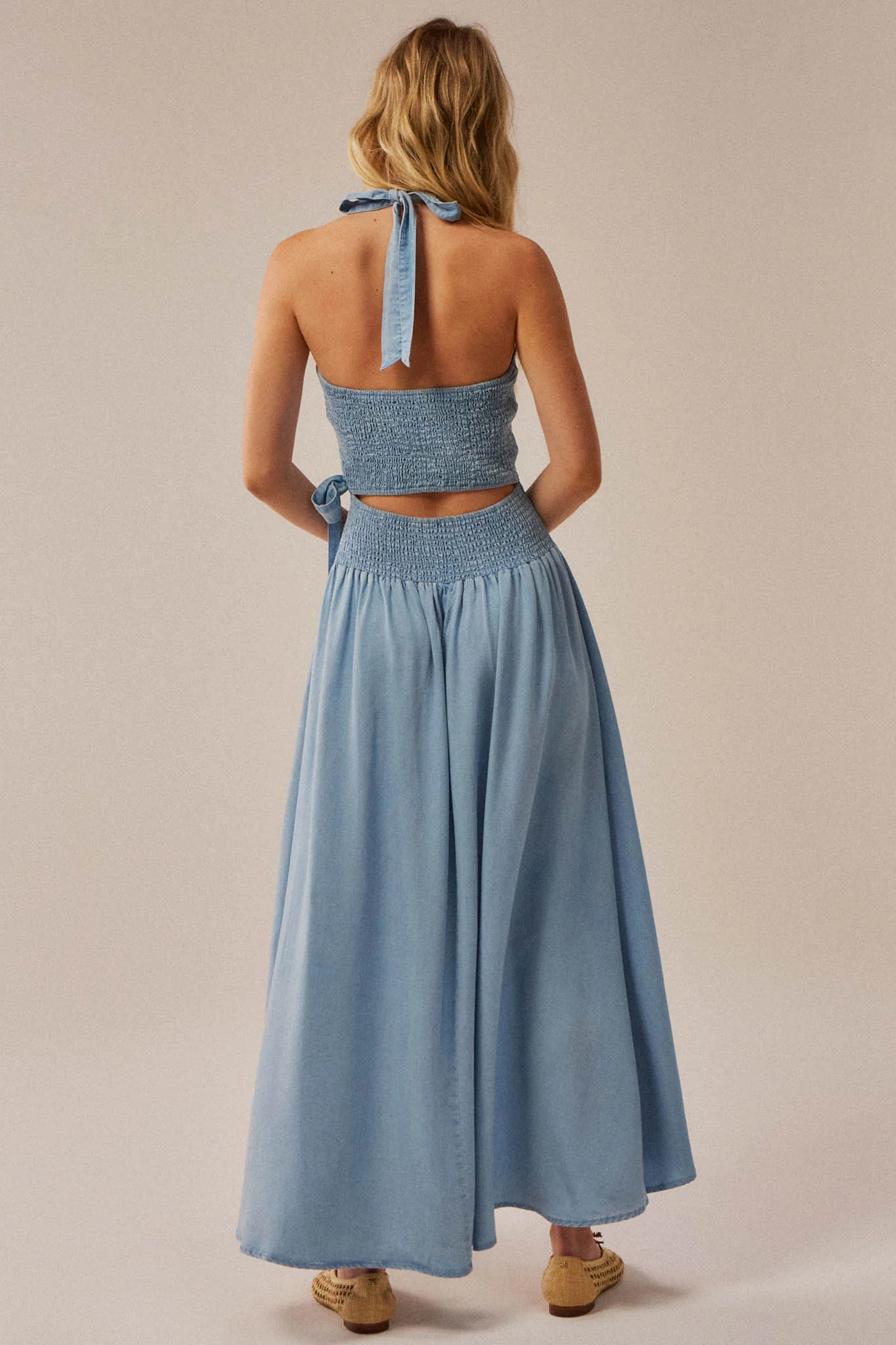 Beautiful Breeze Denim Halter Wrap Maxi Dress - Image 9