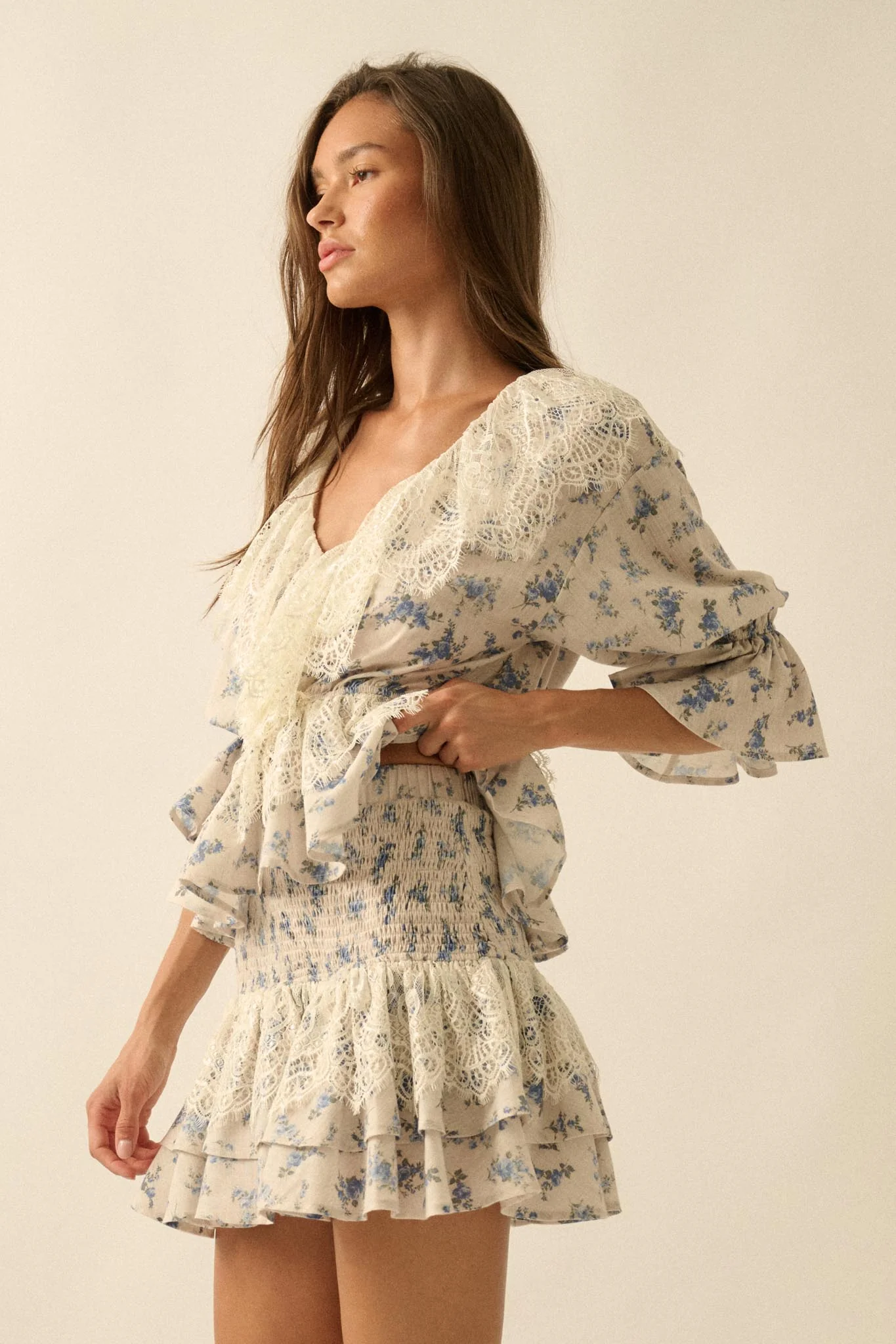 Beautiful Day Floral Drop-Waist Ruffle Mini Skirt - Image 14