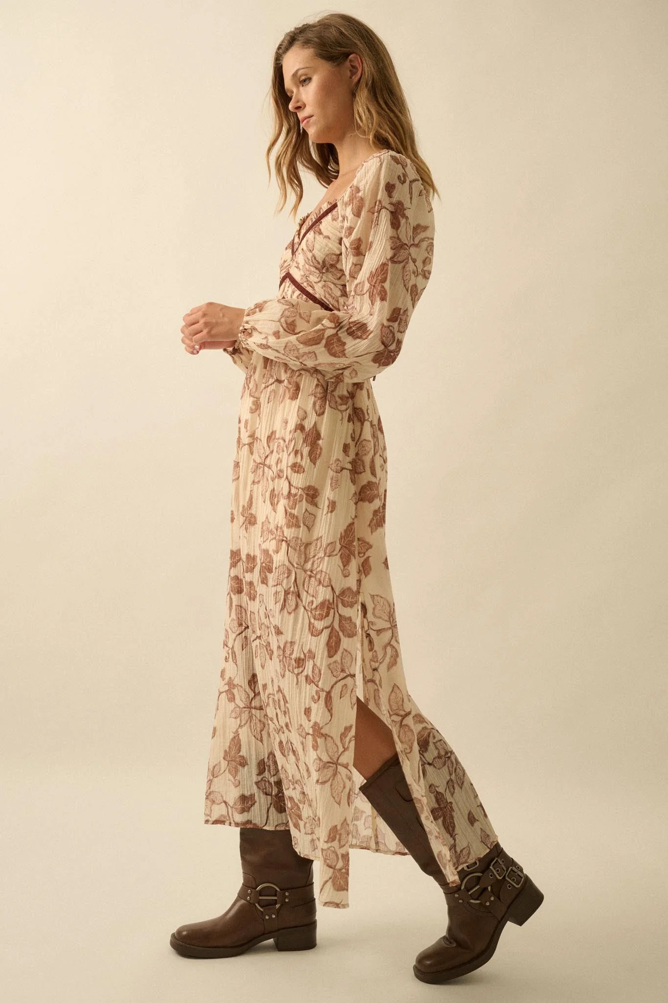 Beautiful Roots Floral Velvet-Trim Maxi Dress - Image 5