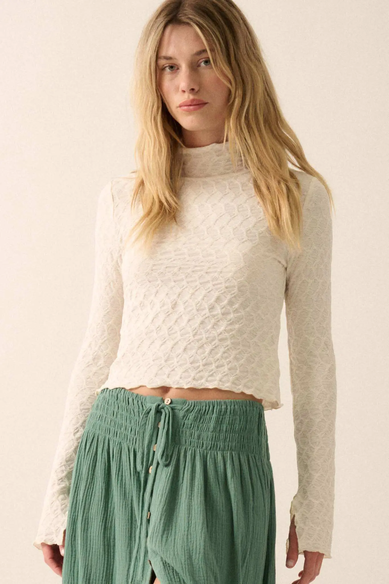 Beautiful Spirit Textured Knit Mock-Neck Top - Image 4