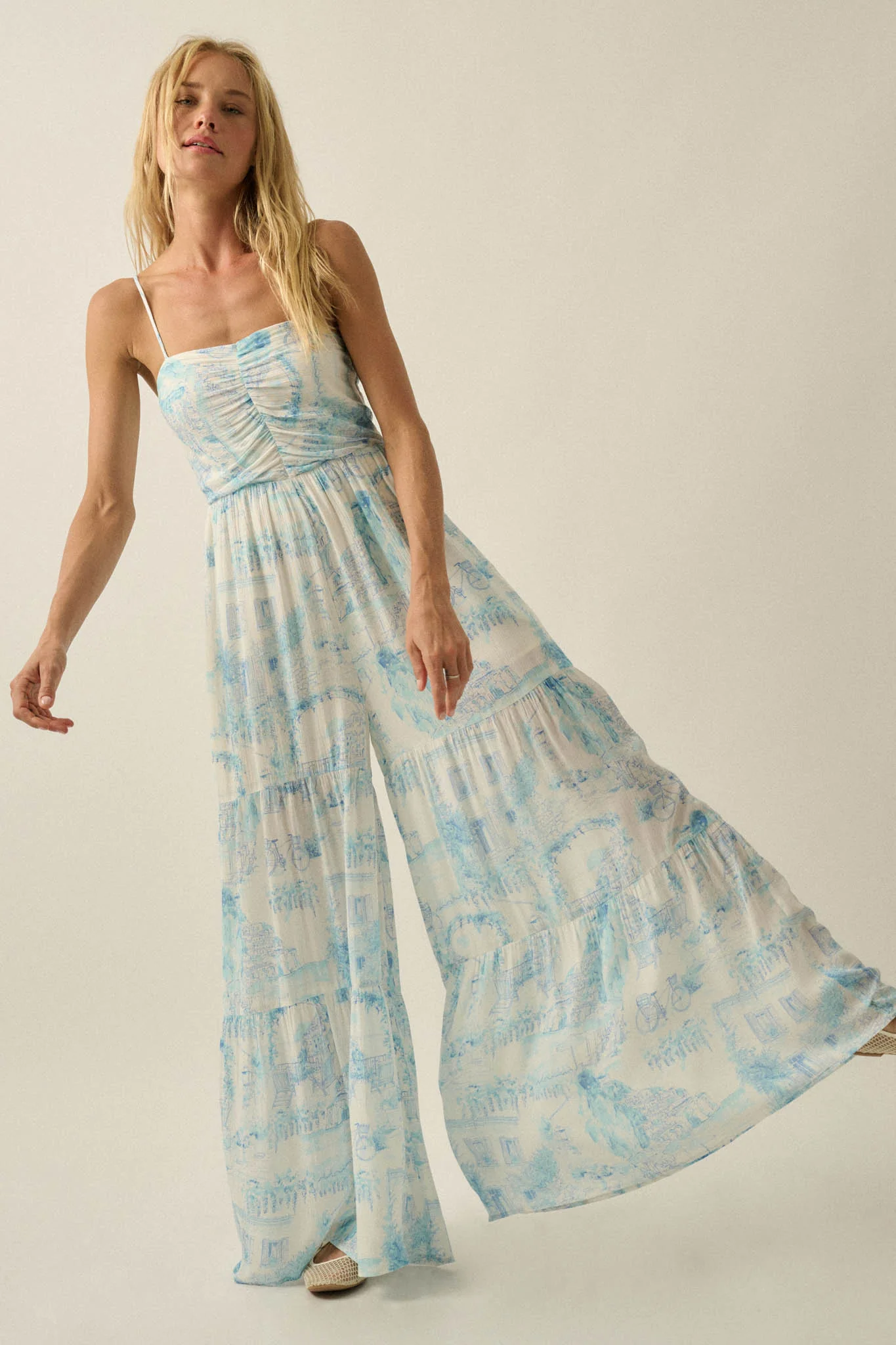 Beautiful View Toile Wide-Leg Tiered Jumpsuit - Image 10