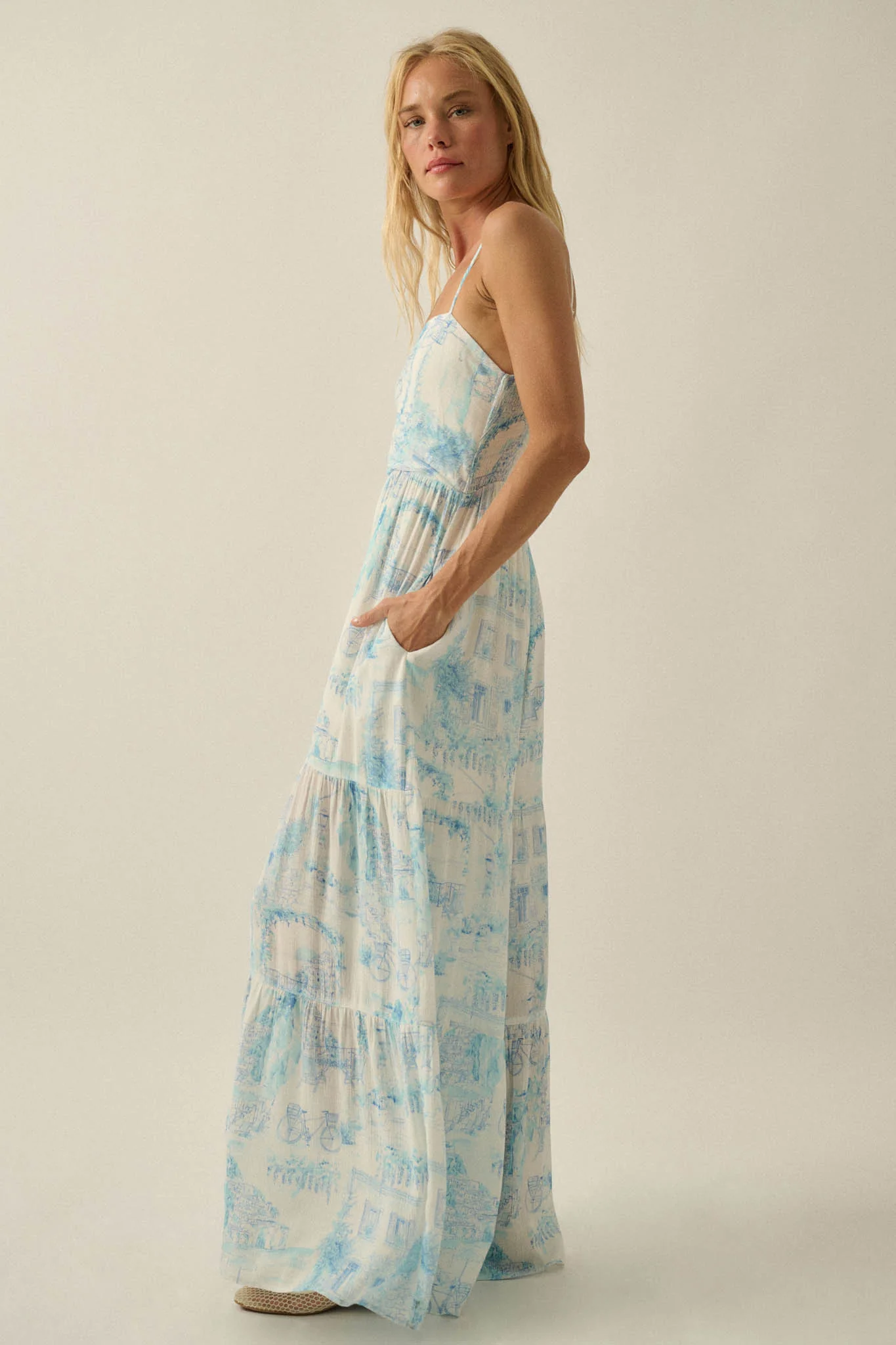 Beautiful View Toile Wide-Leg Tiered Jumpsuit - Image 11