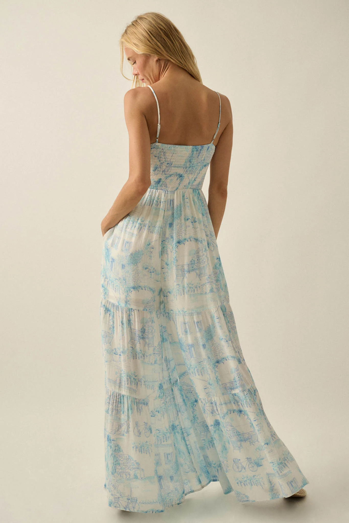 Beautiful View Toile Wide-Leg Tiered Jumpsuit - Image 12