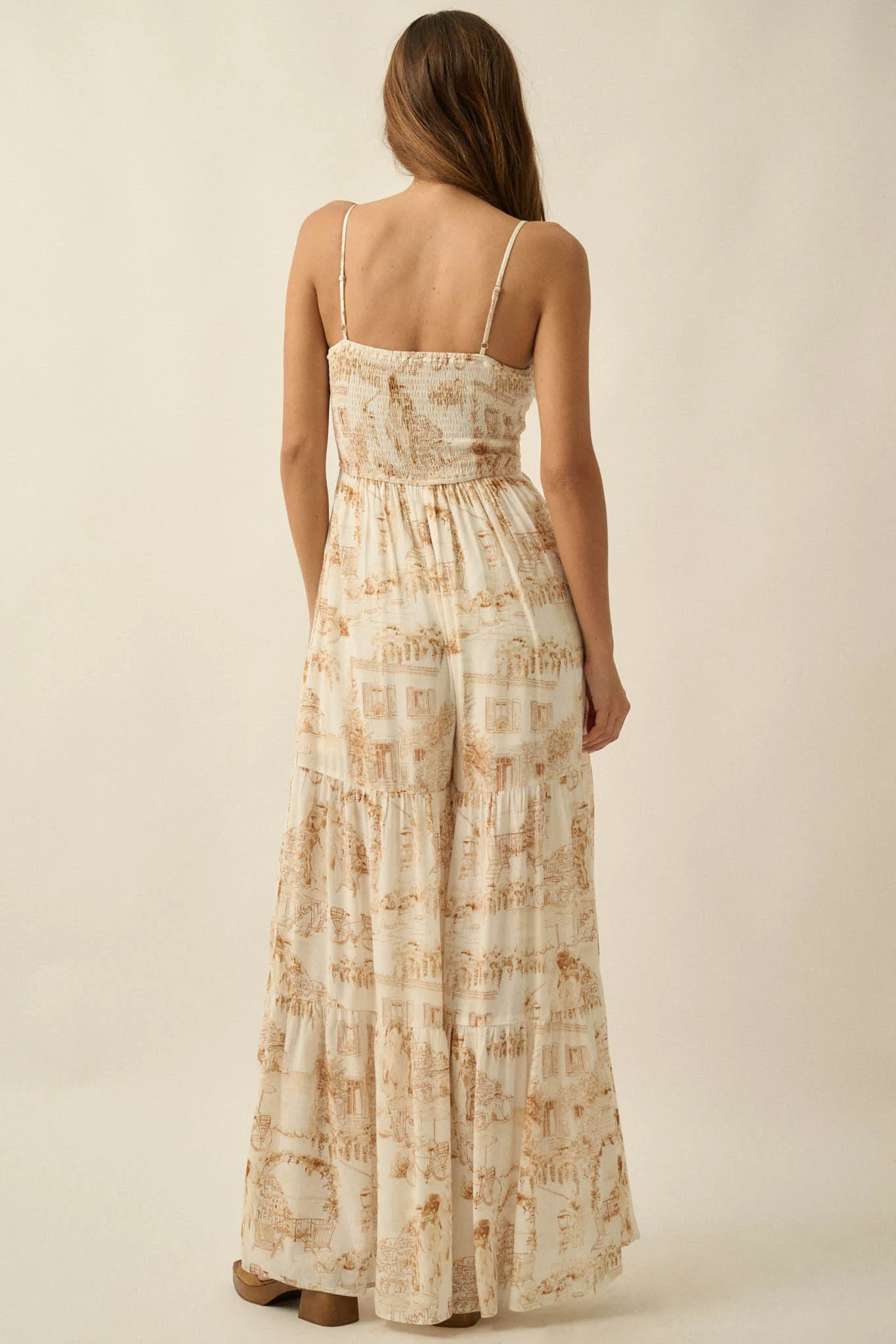 Beautiful View Toile Wide-Leg Tiered Jumpsuit - Image 2