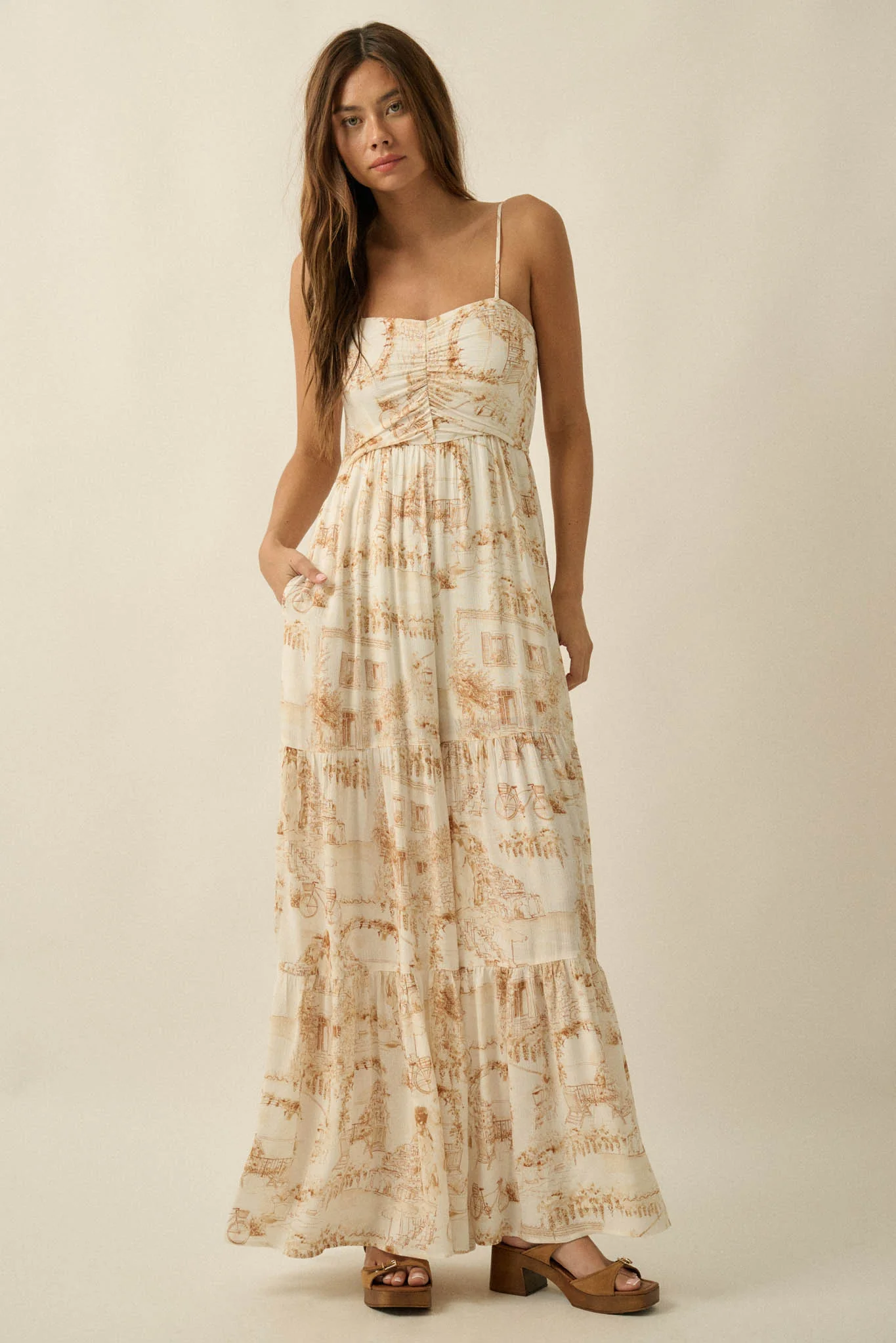 Beautiful View Toile Wide-Leg Tiered Jumpsuit - Image 3