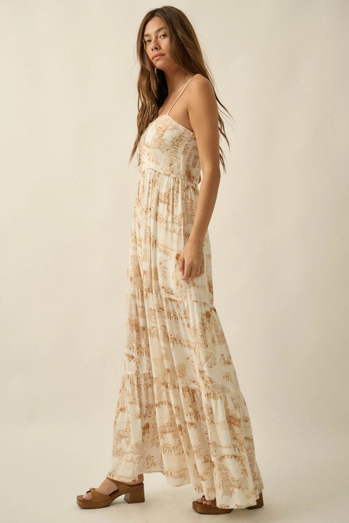 Beautiful View Toile Wide-Leg Tiered Jumpsuit - Image 6