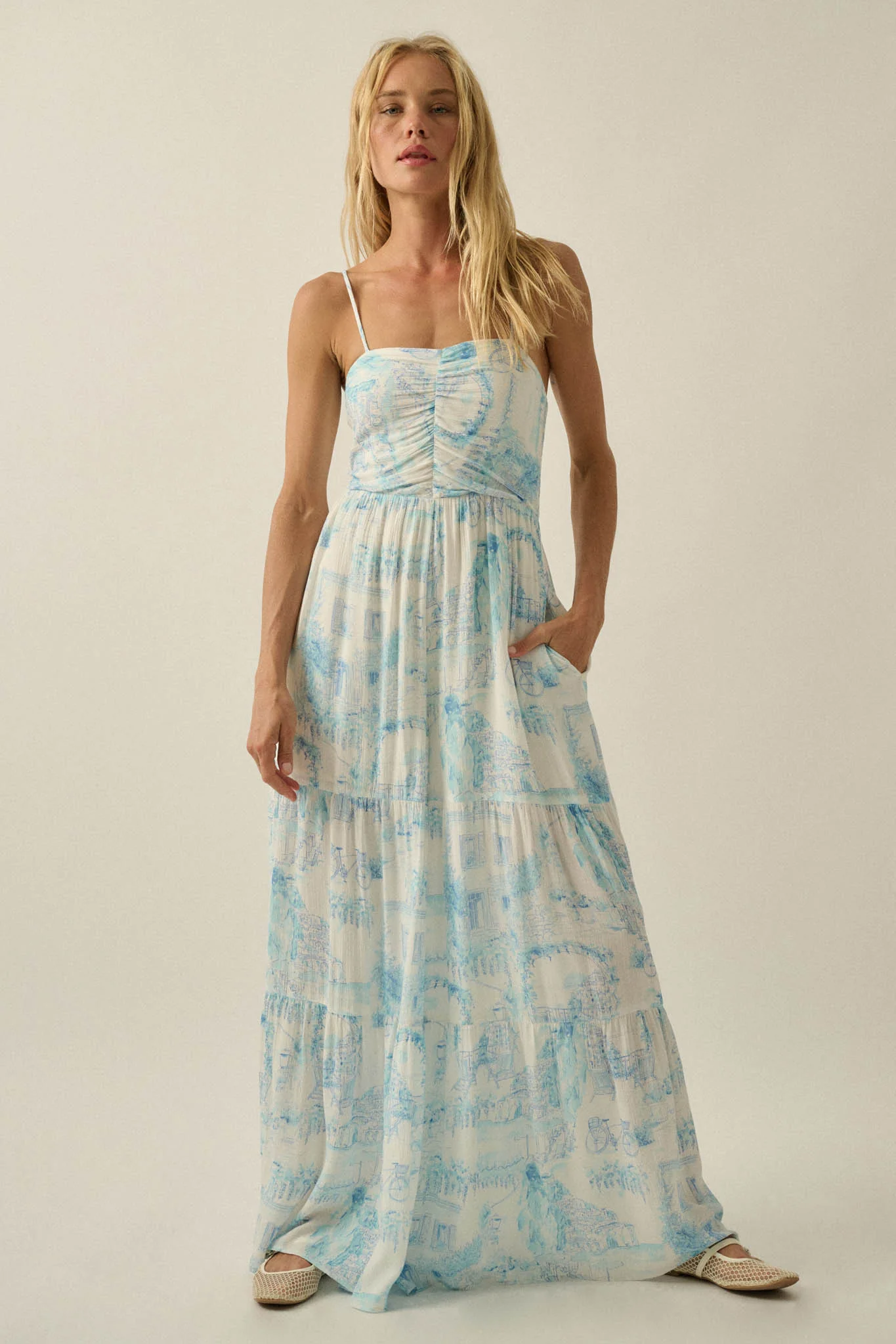 Beautiful View Toile Wide-Leg Tiered Jumpsuit - Image 7