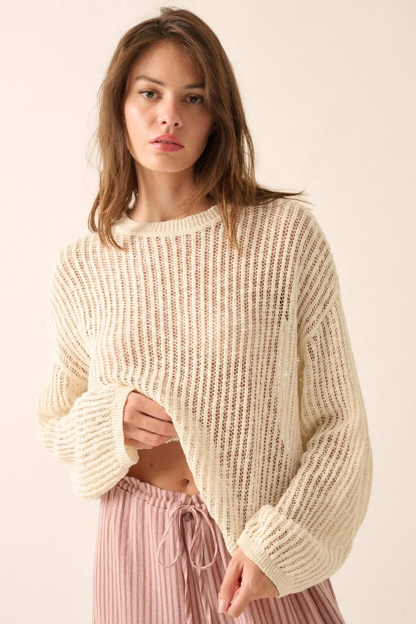 Beautifully Free Ribbed Open-Knit Oversize Sweater - Image 4