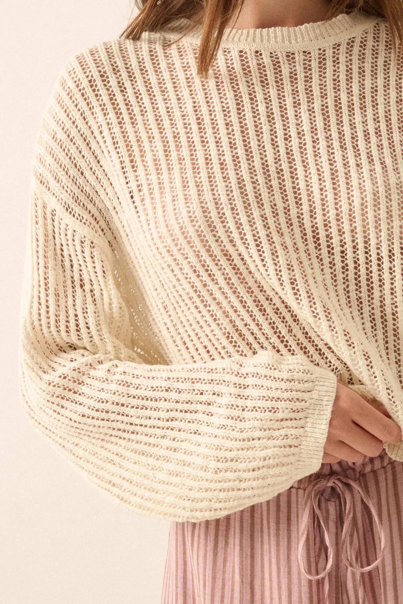 Beautifully Free Ribbed Open-Knit Oversize Sweater - Image 5