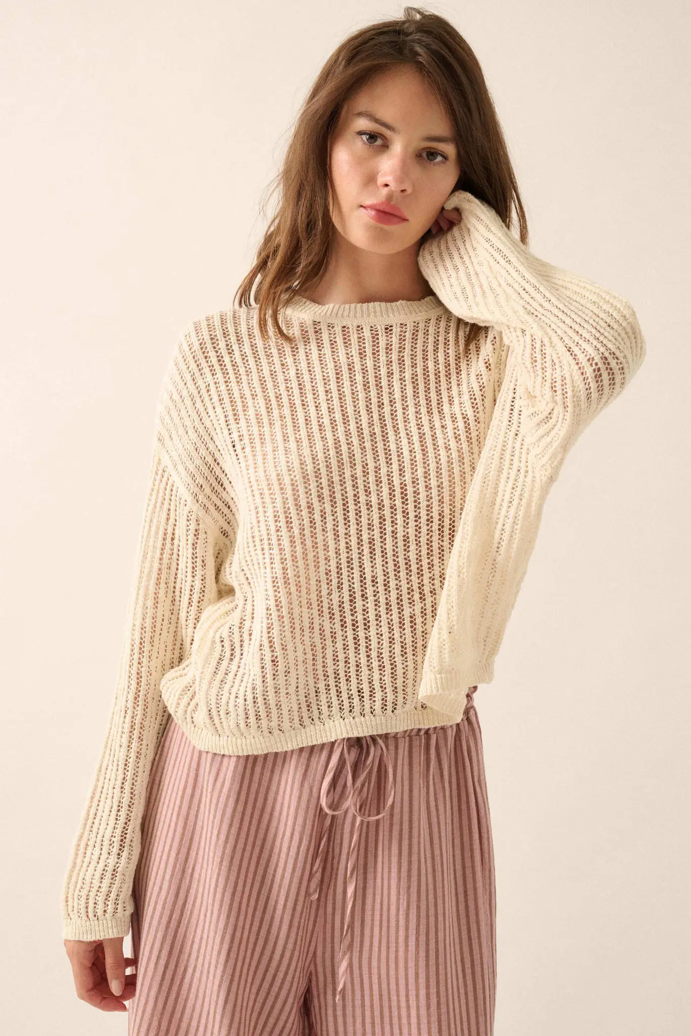 Beautifully Free Ribbed Open-Knit Oversize Sweater - Image 7