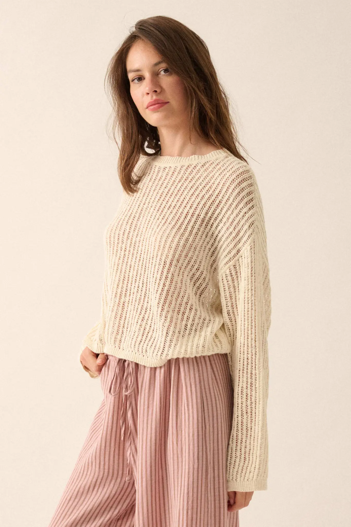 Beautifully Free Ribbed Open-Knit Oversize Sweater - Image 8