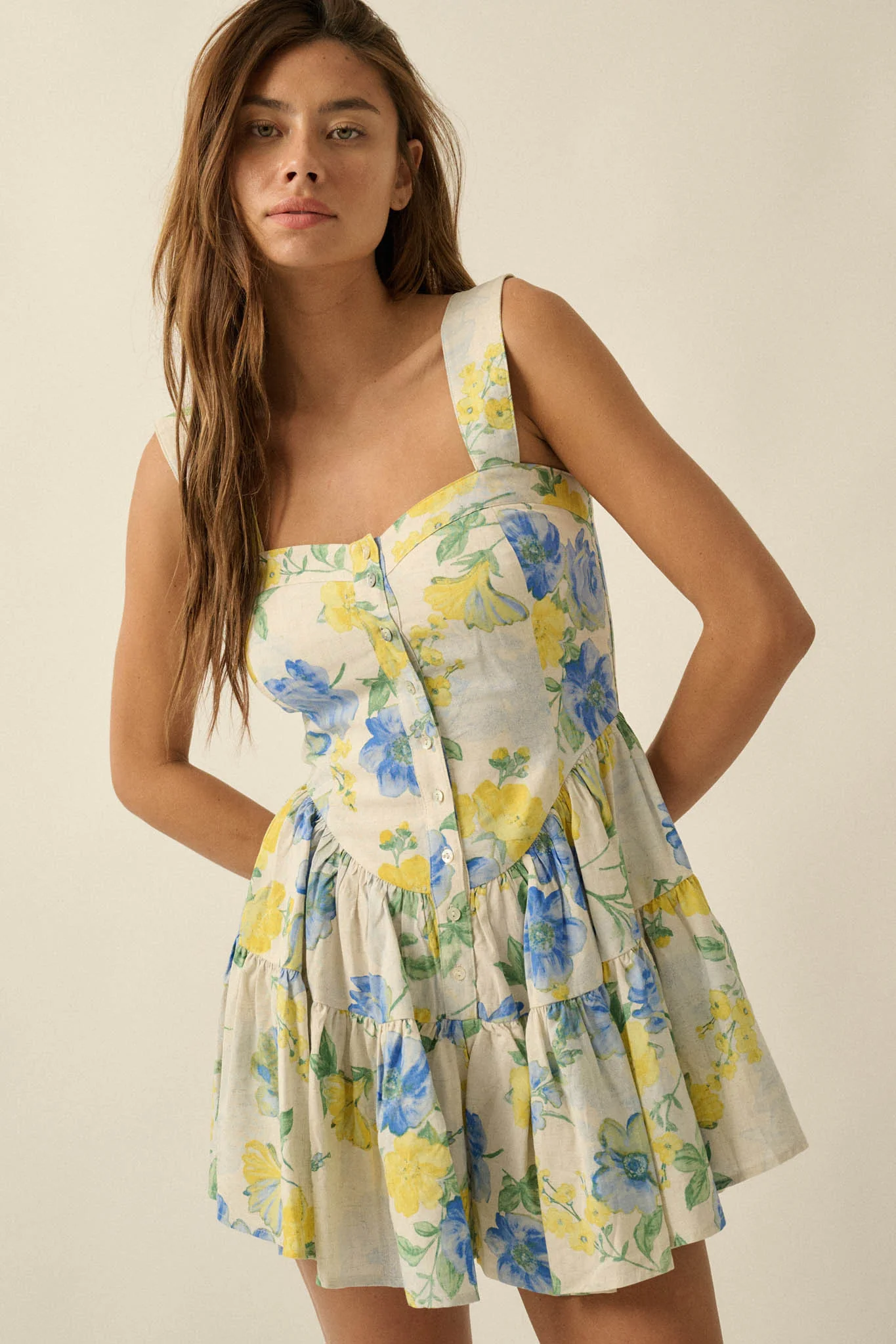 Beauty Within Floral Buttoned Tiered Ruffle Romper - Image 4
