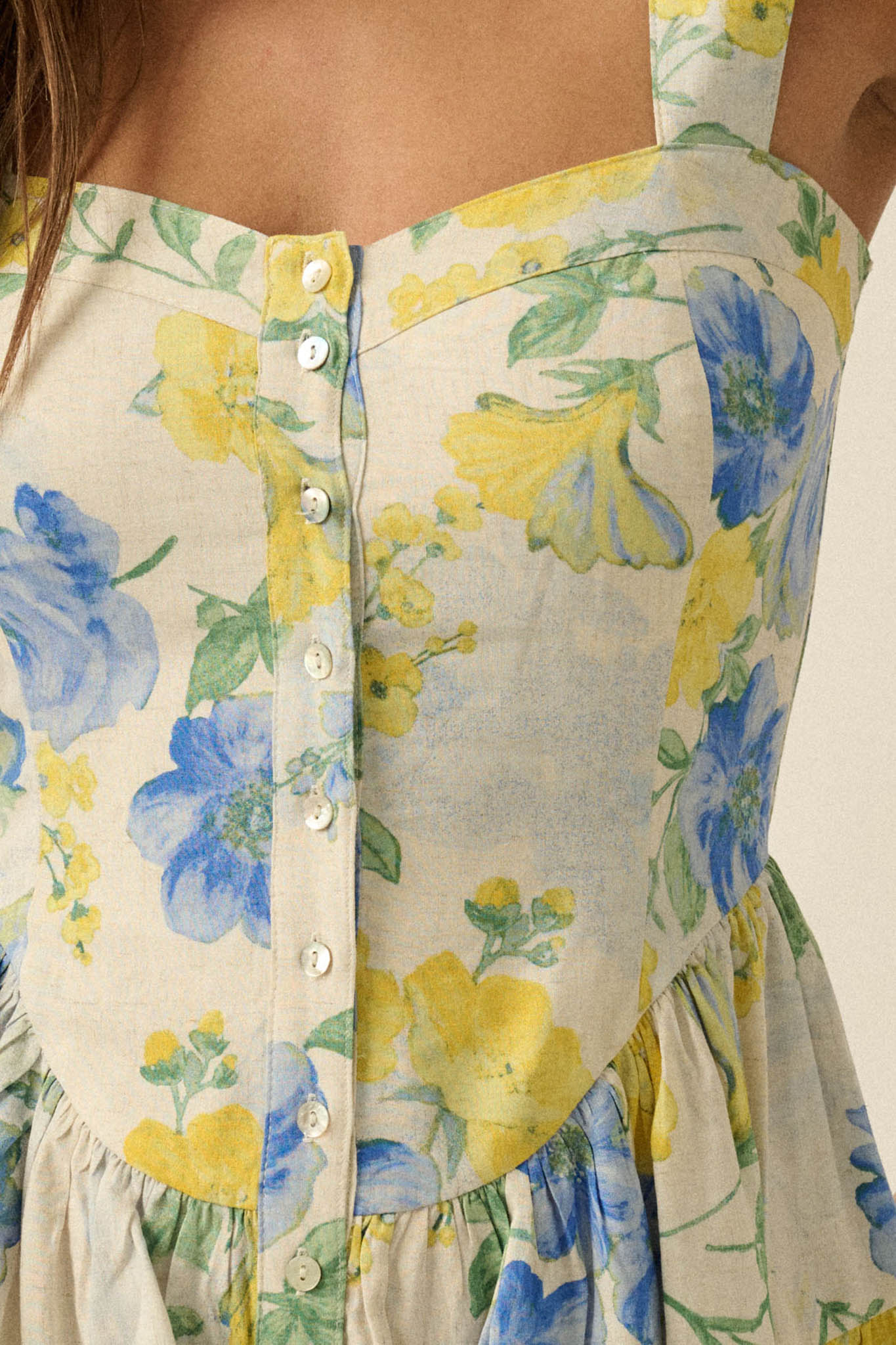 Beauty Within Floral Buttoned Tiered Ruffle Romper - Image 5