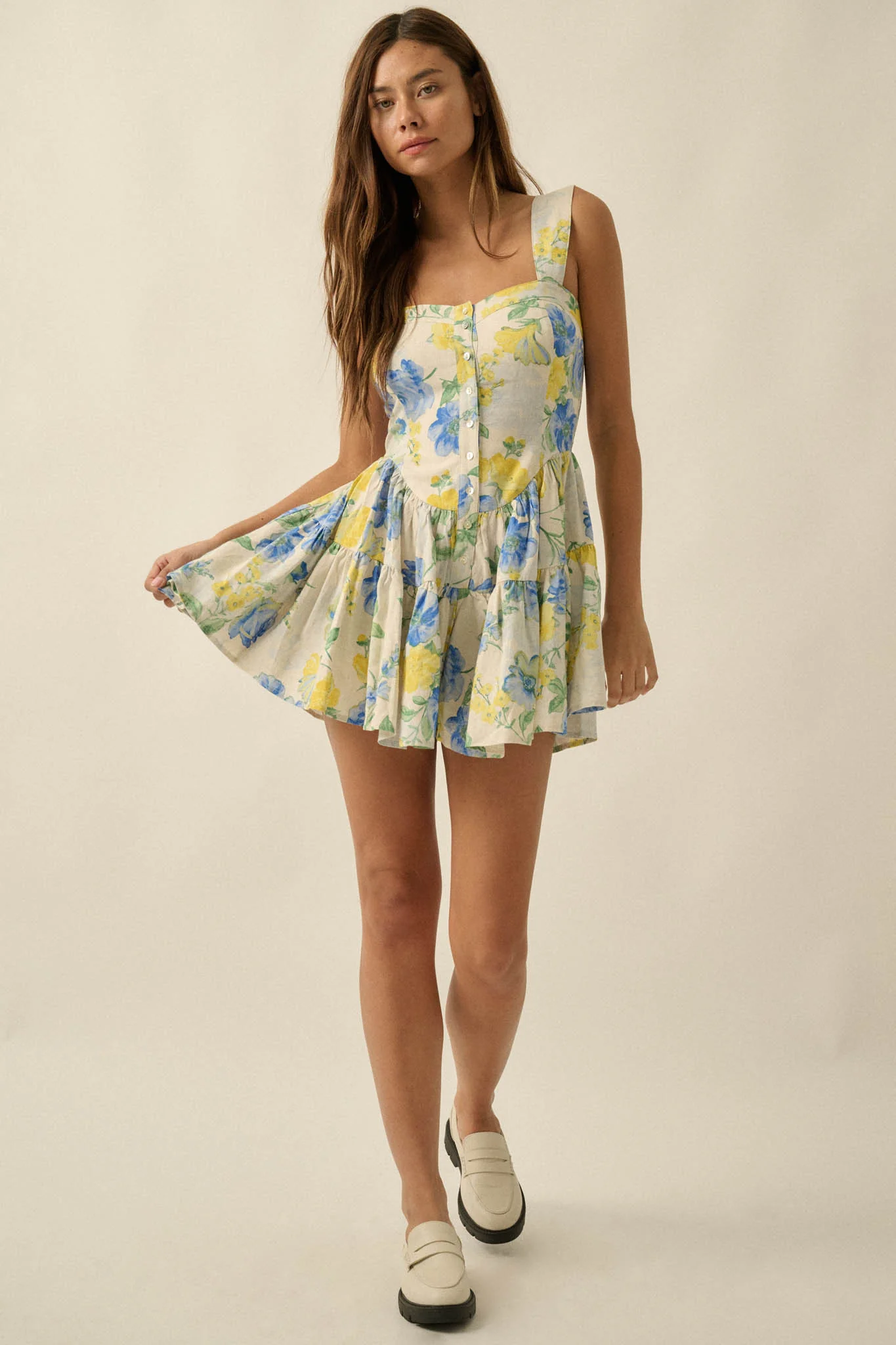 Beauty Within Floral Buttoned Tiered Ruffle Romper - Image 6