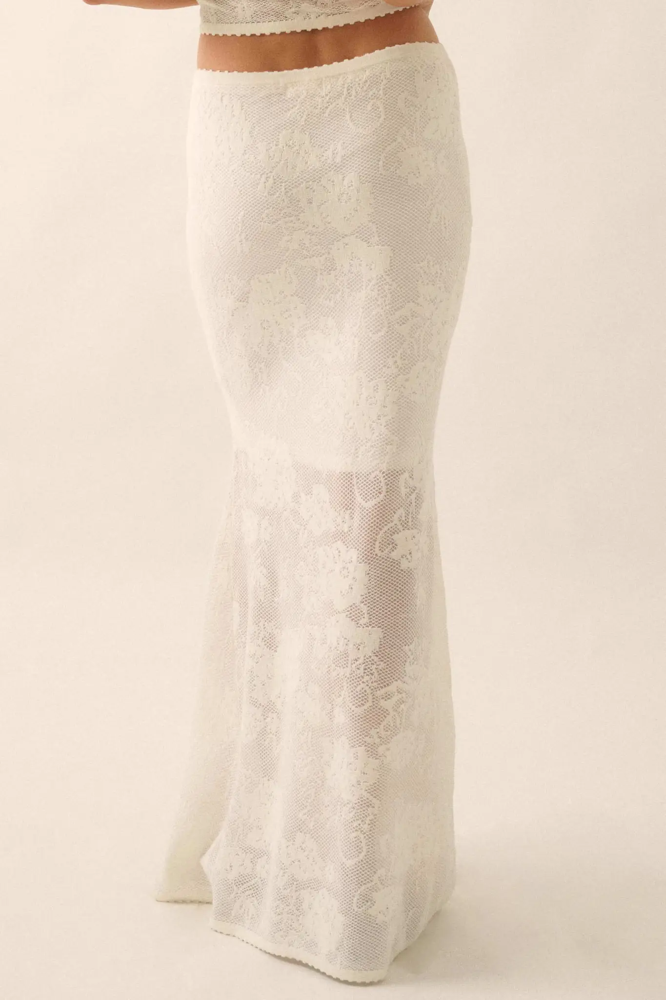 Beguiling Blooms Floral Lace Mermaid Maxi Skirt - Image 6