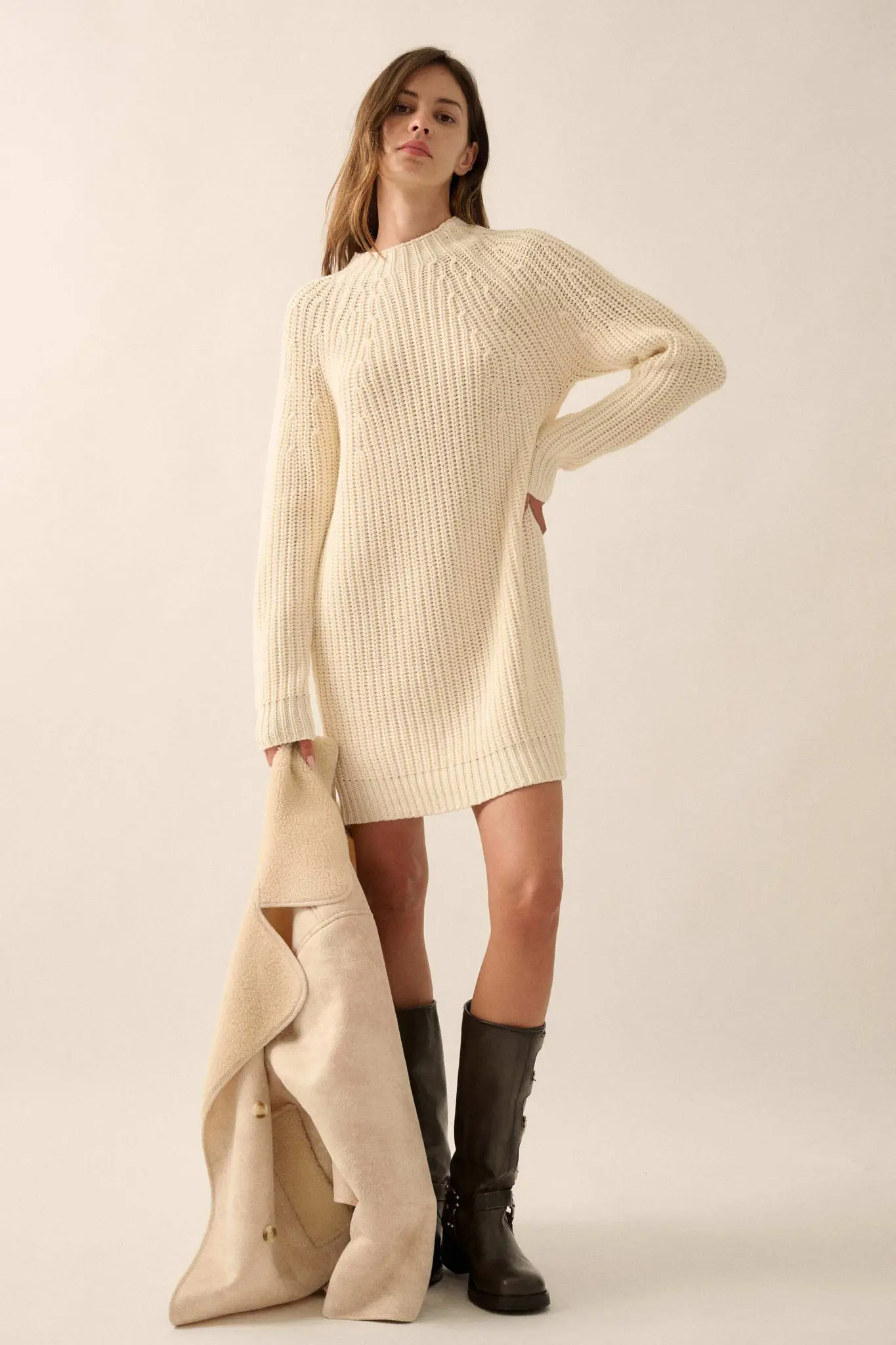 Believe in You Ribbed Knit Mini Sweater Dress - Image 9
